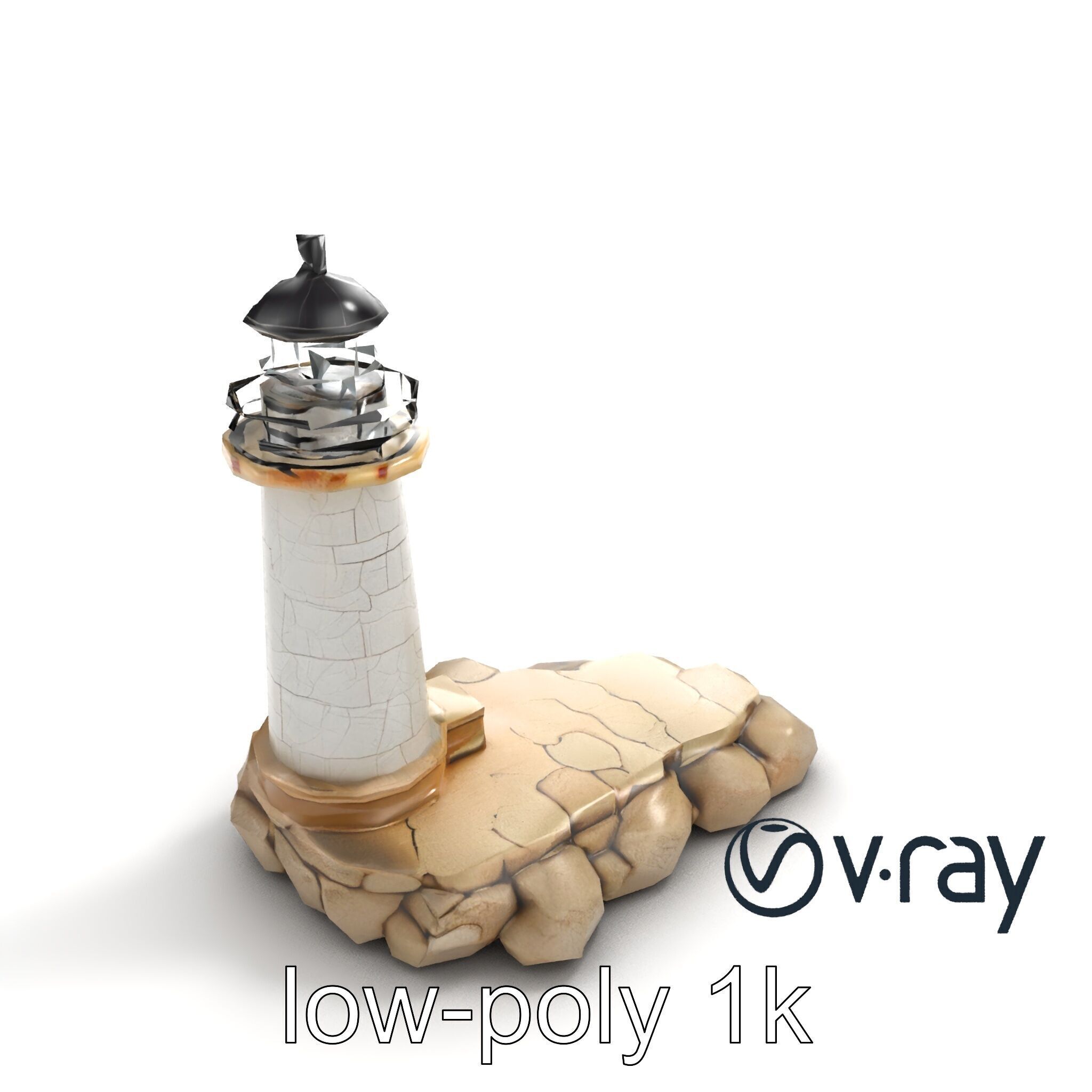 Cracked Coastal Lighthouse model pack Low-poly 3D model_8