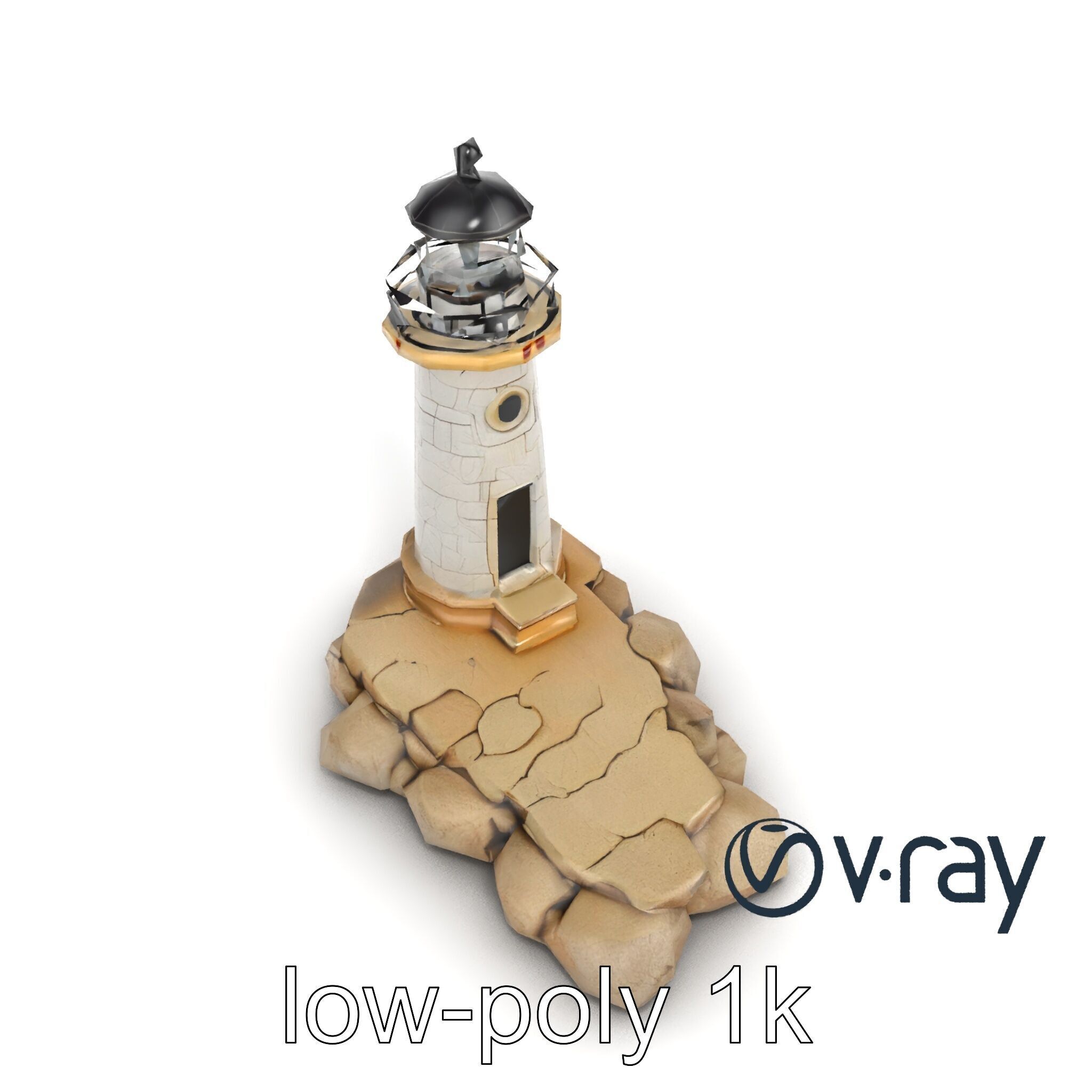 Cracked Coastal Lighthouse model pack Low-poly 3D model_11