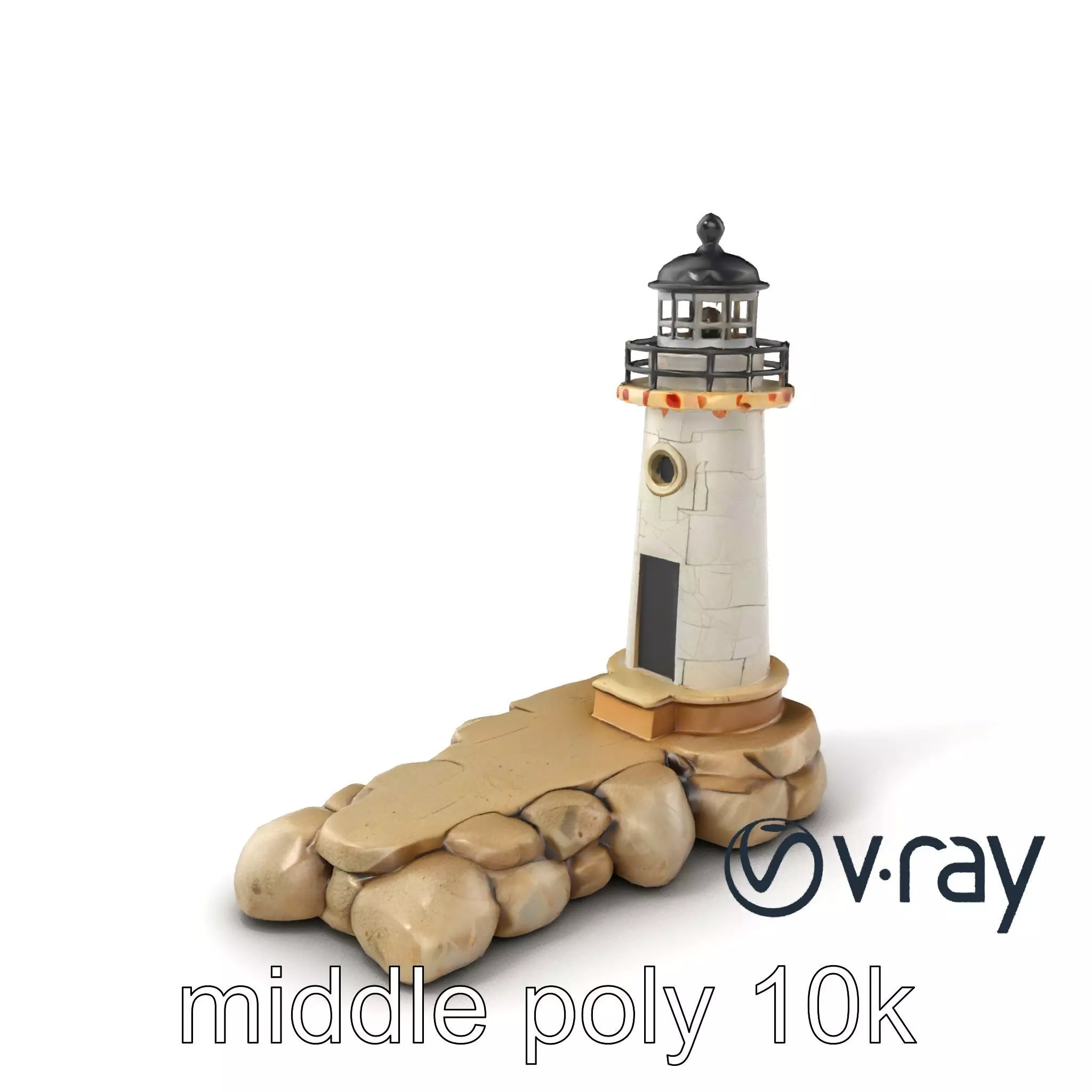 Cracked Coastal Lighthouse model pack Low-poly 3D model_0