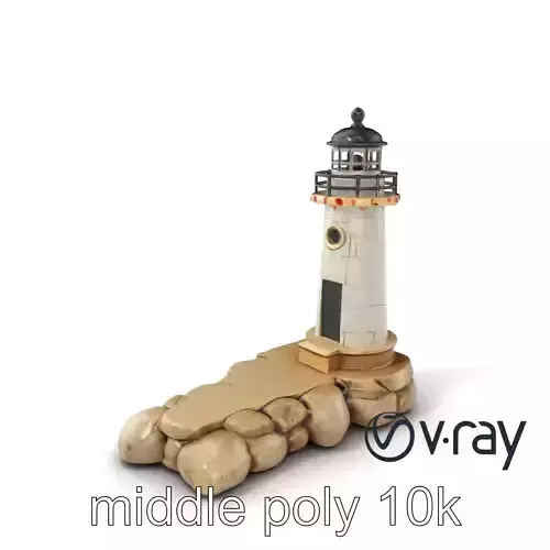 Cracked Coastal Lighthouse model pack Low-poly 3D model