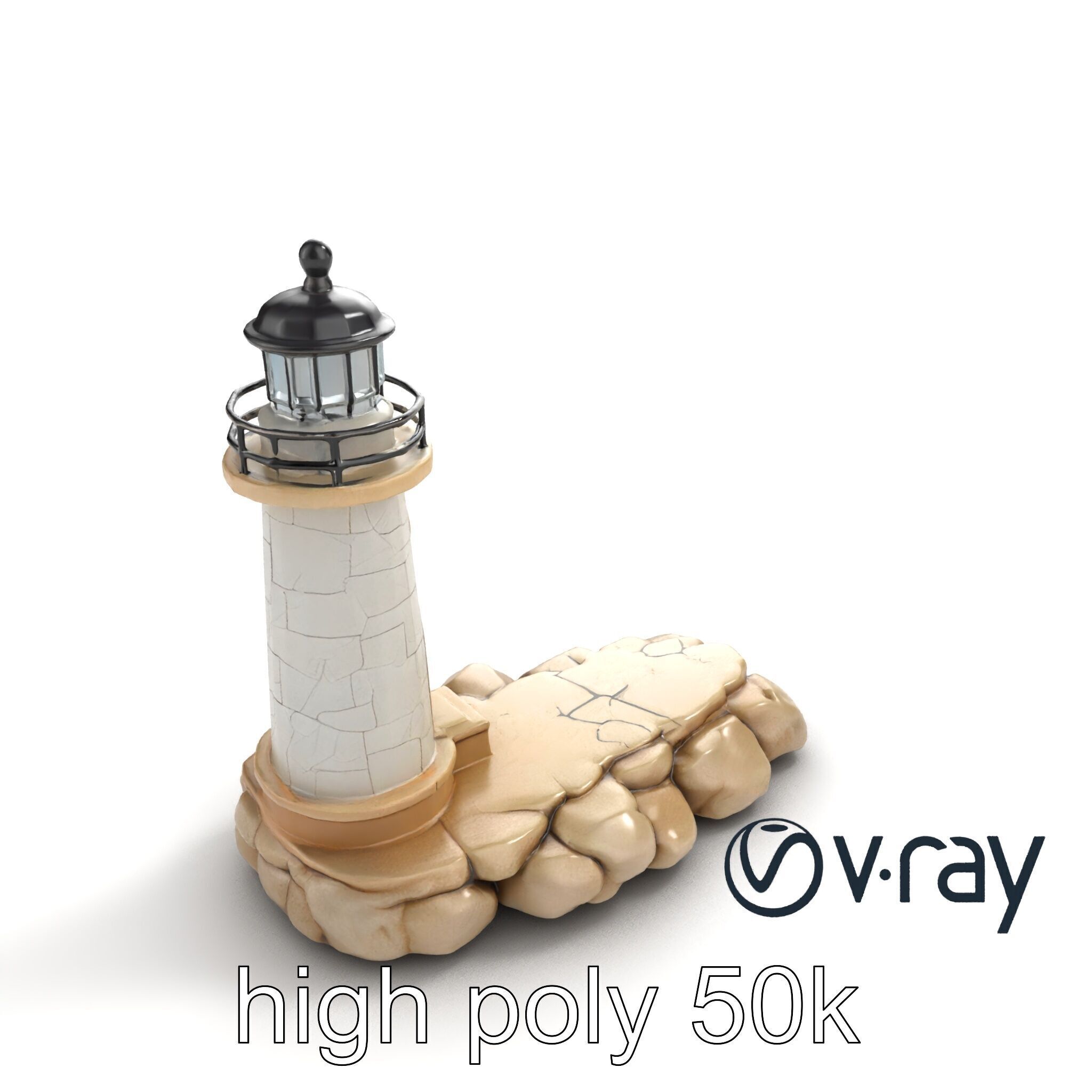 Cracked Coastal Lighthouse model pack Low-poly 3D model_9