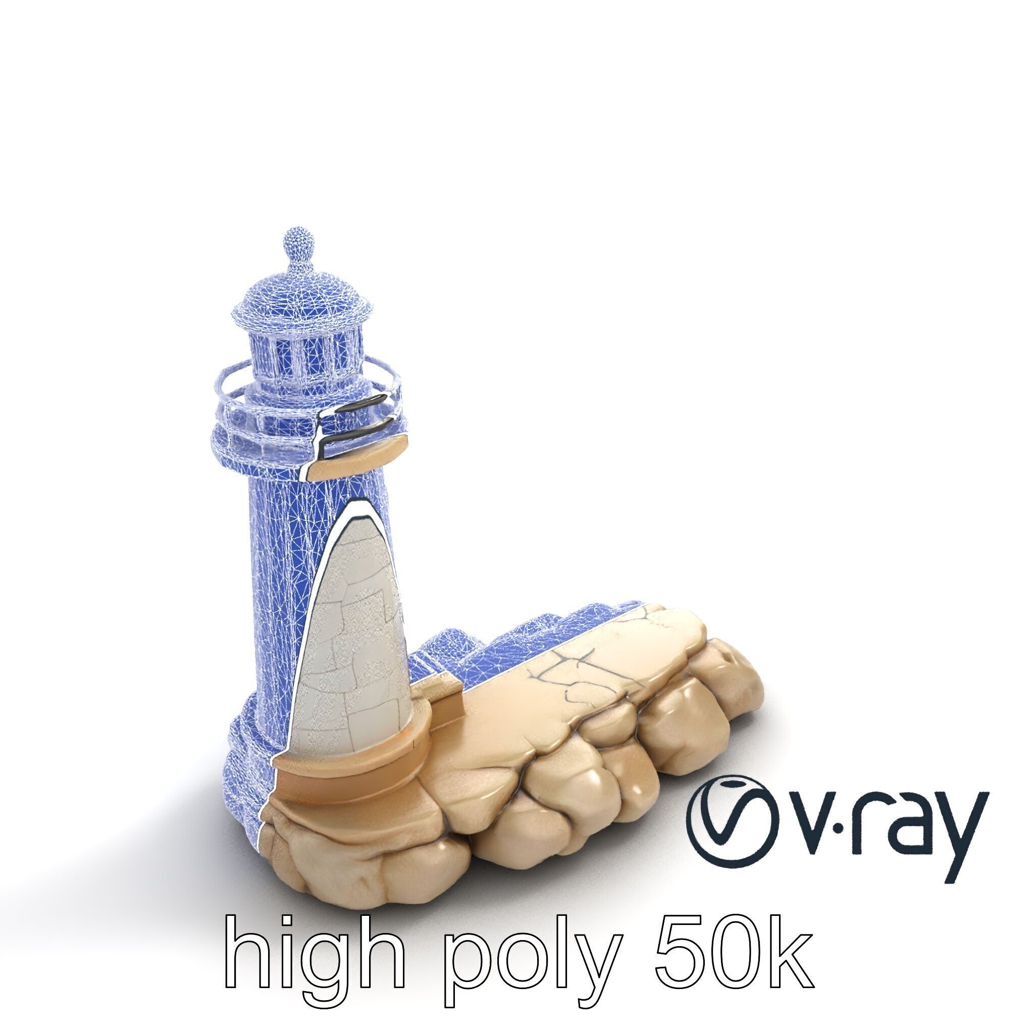 Cracked Coastal Lighthouse model pack Low-poly 3D model_30