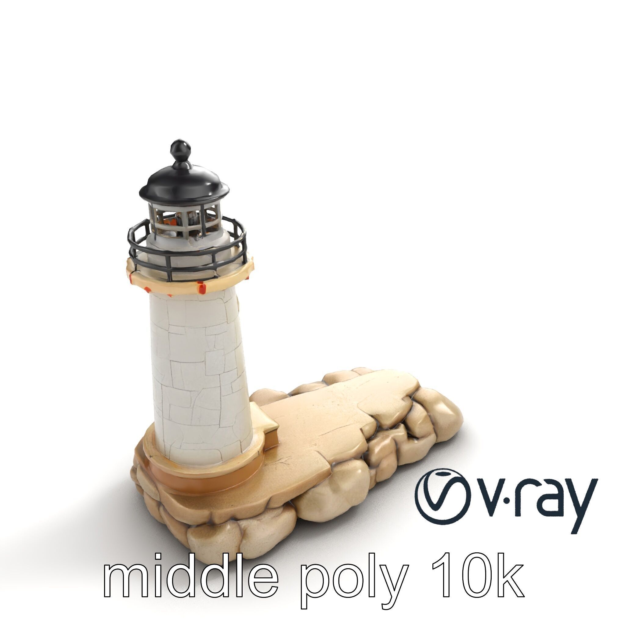 Cracked Coastal Lighthouse model pack Low-poly 3D model_7