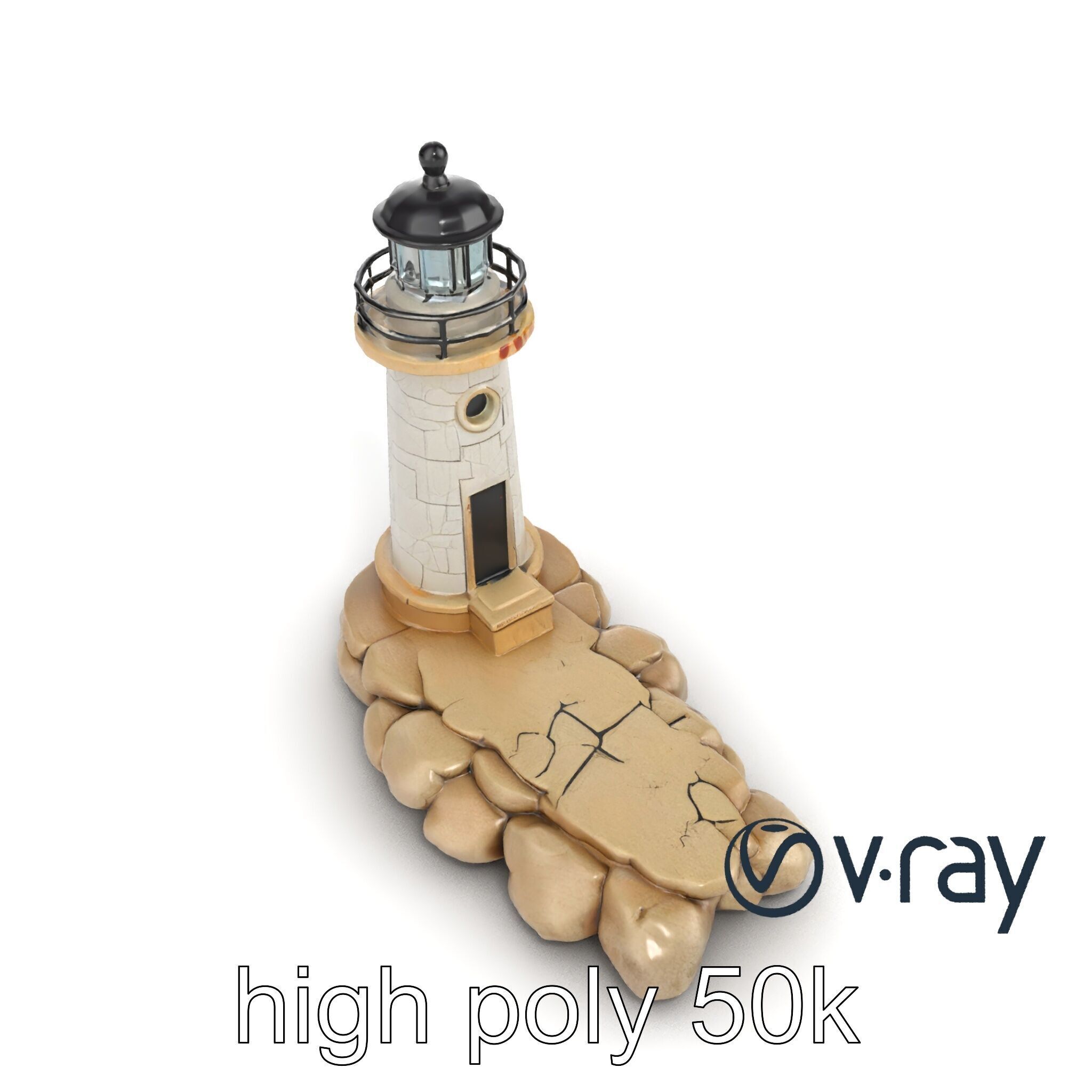 Cracked Coastal Lighthouse model pack Low-poly 3D model_22