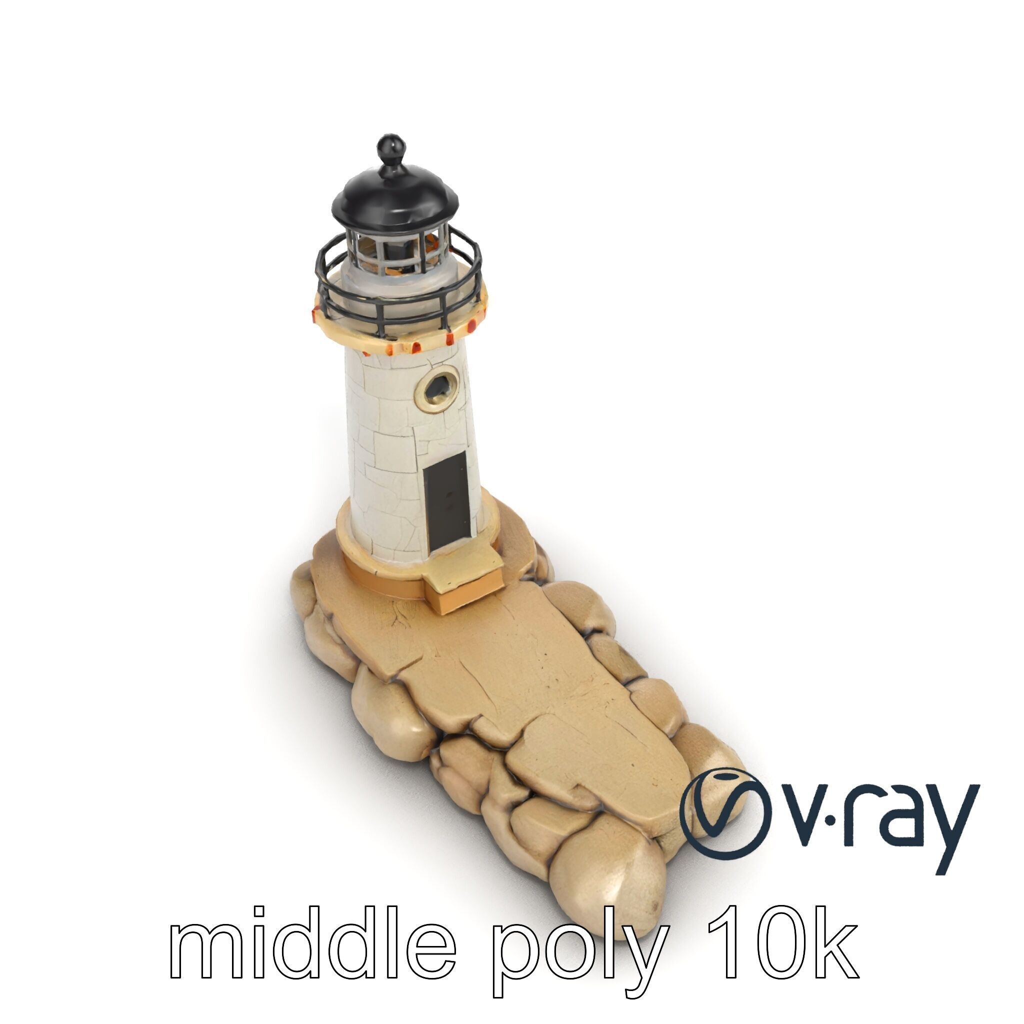 Cracked Coastal Lighthouse model pack Low-poly 3D model_10