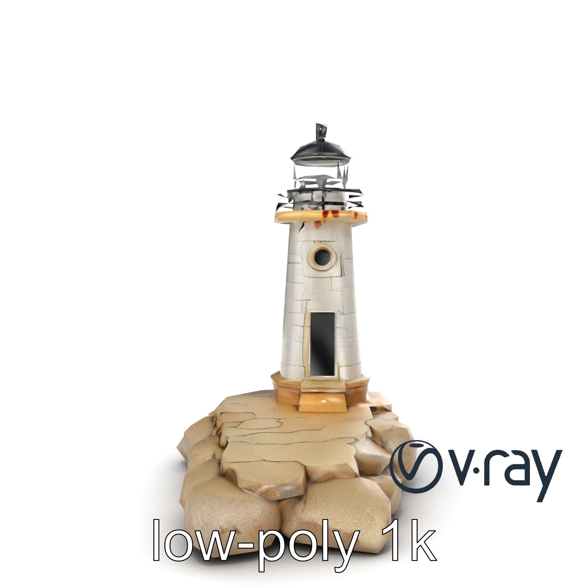 Cracked Coastal Lighthouse model pack Low-poly 3D model_12
