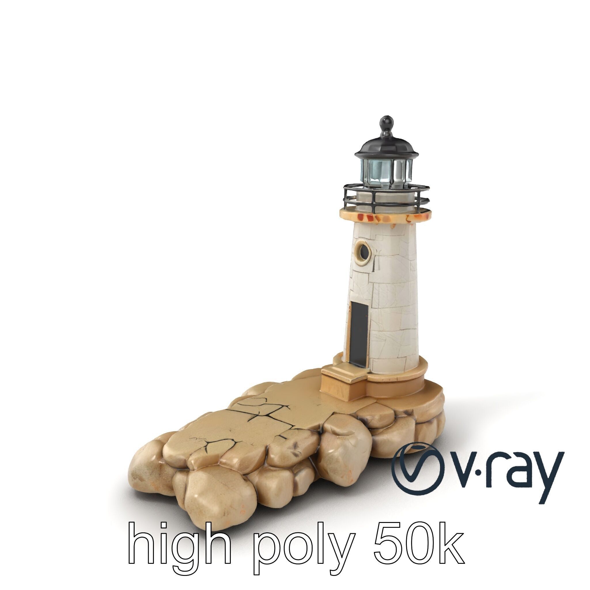 Cracked Coastal Lighthouse model pack Low-poly 3D model_6