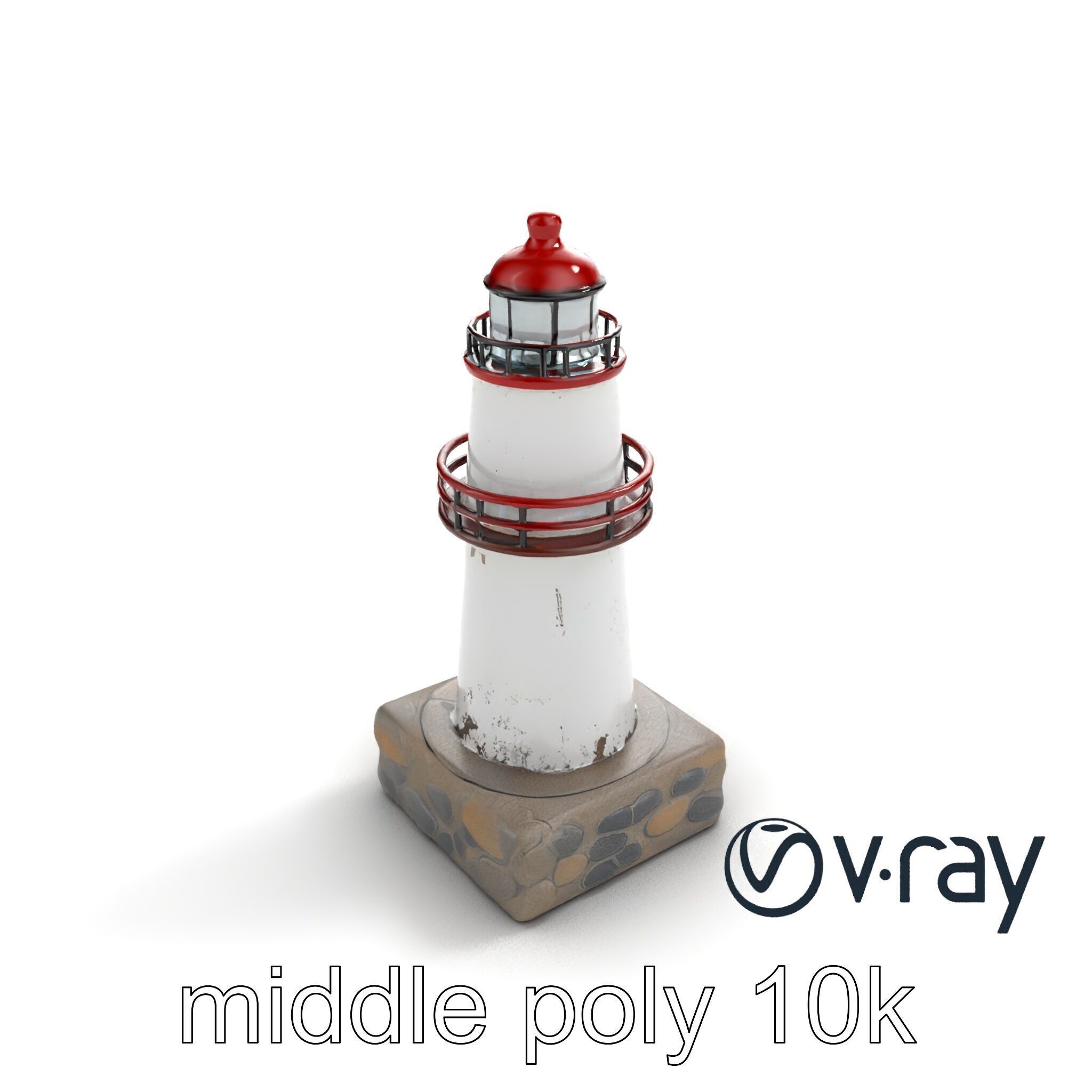 Rustic Lighthouse Model Pack with Textured Details Low-poly 3D model_4