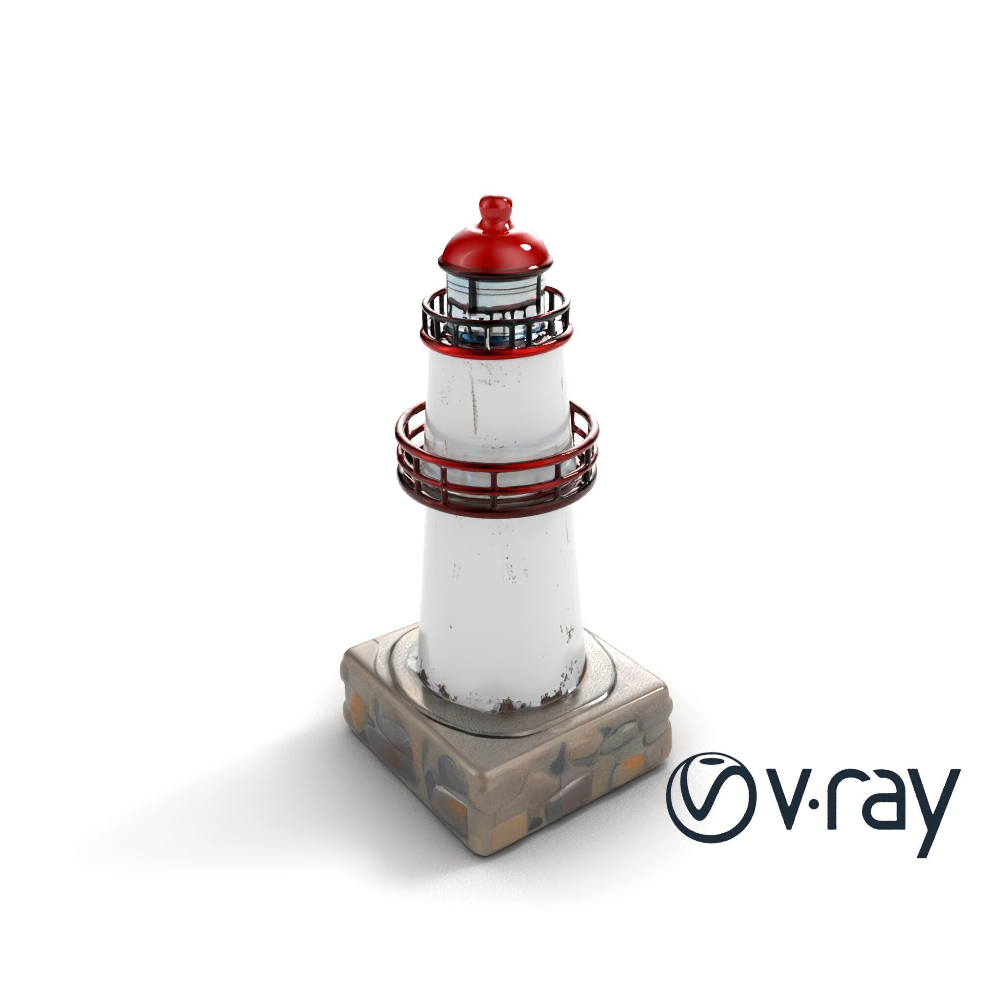 Rustic Lighthouse Model Pack with Textured Details Low-poly 3D model_9