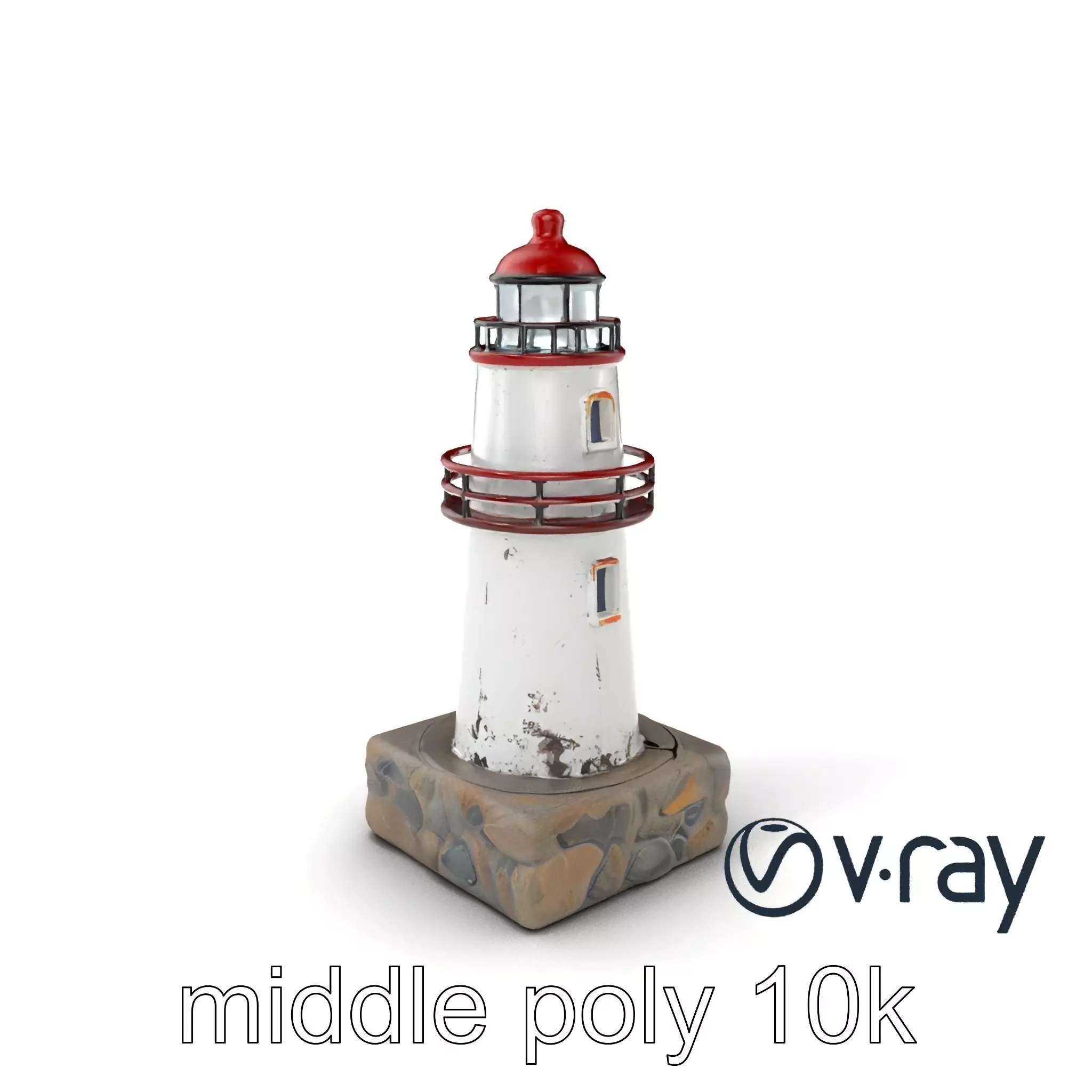 Rustic Lighthouse Model Pack with Textured Details Low-poly 3D model_0