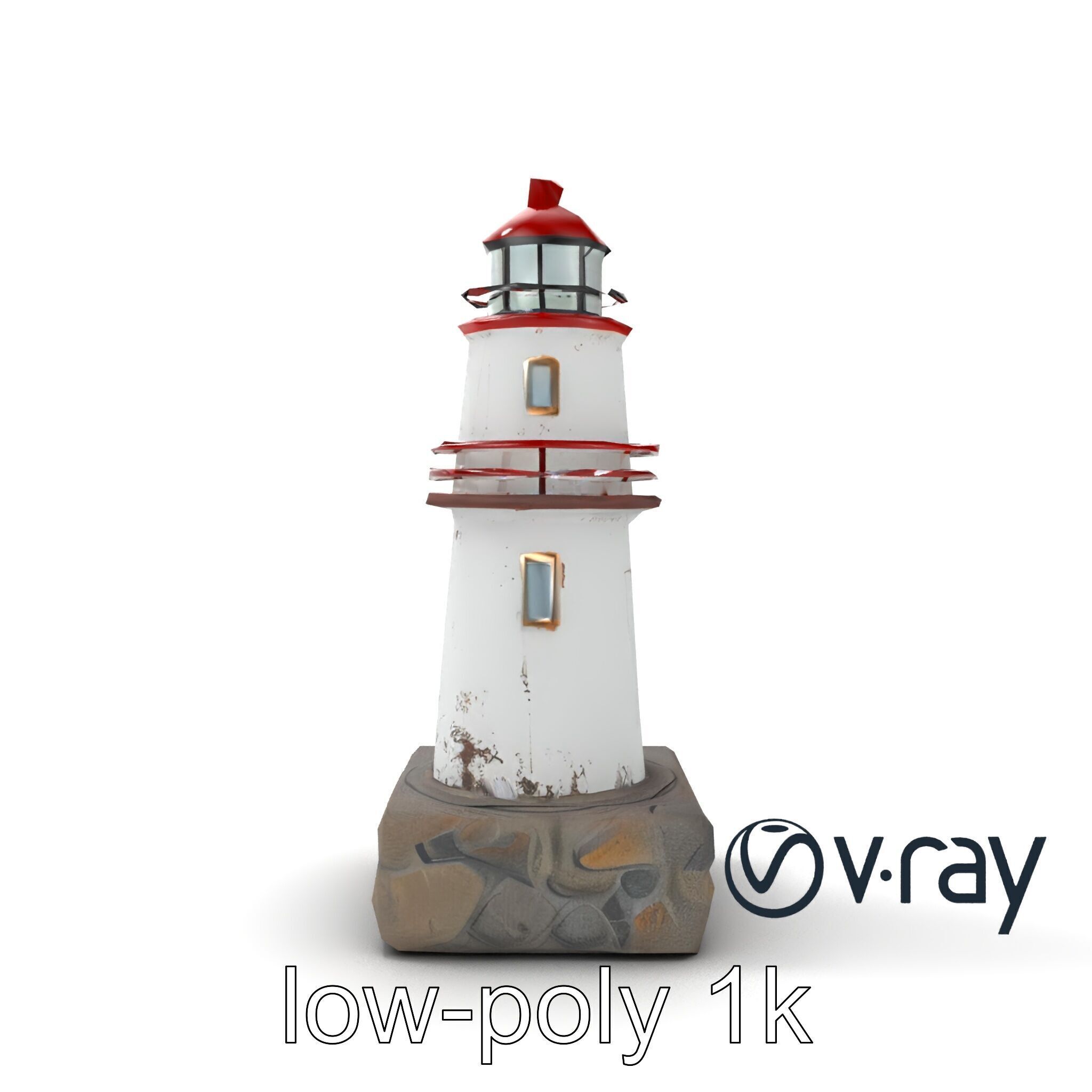 Rustic Lighthouse Model Pack with Textured Details Low-poly 3D model_10