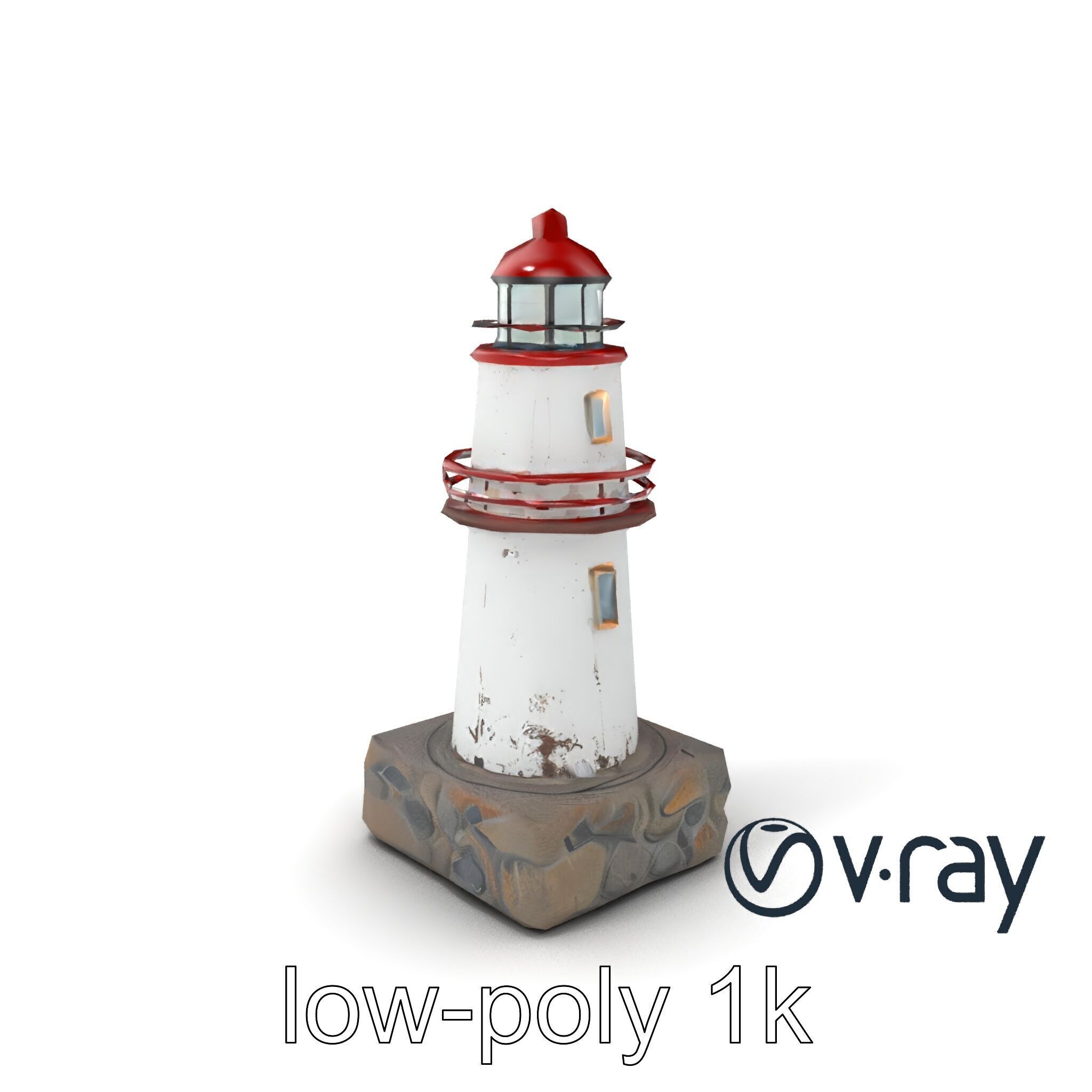 Rustic Lighthouse Model Pack with Textured Details Low-poly 3D model_2