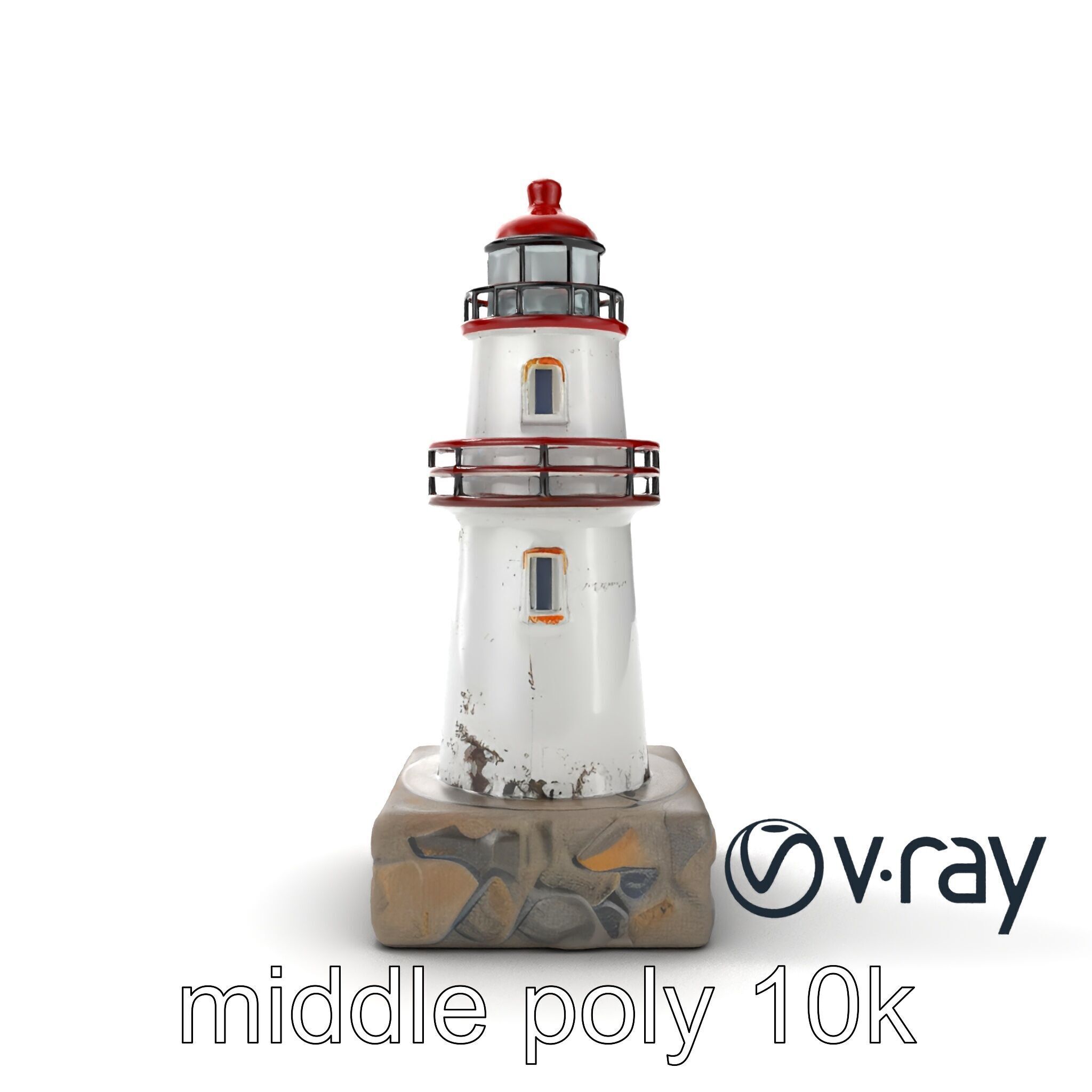 Rustic Lighthouse Model Pack with Textured Details Low-poly 3D model_15