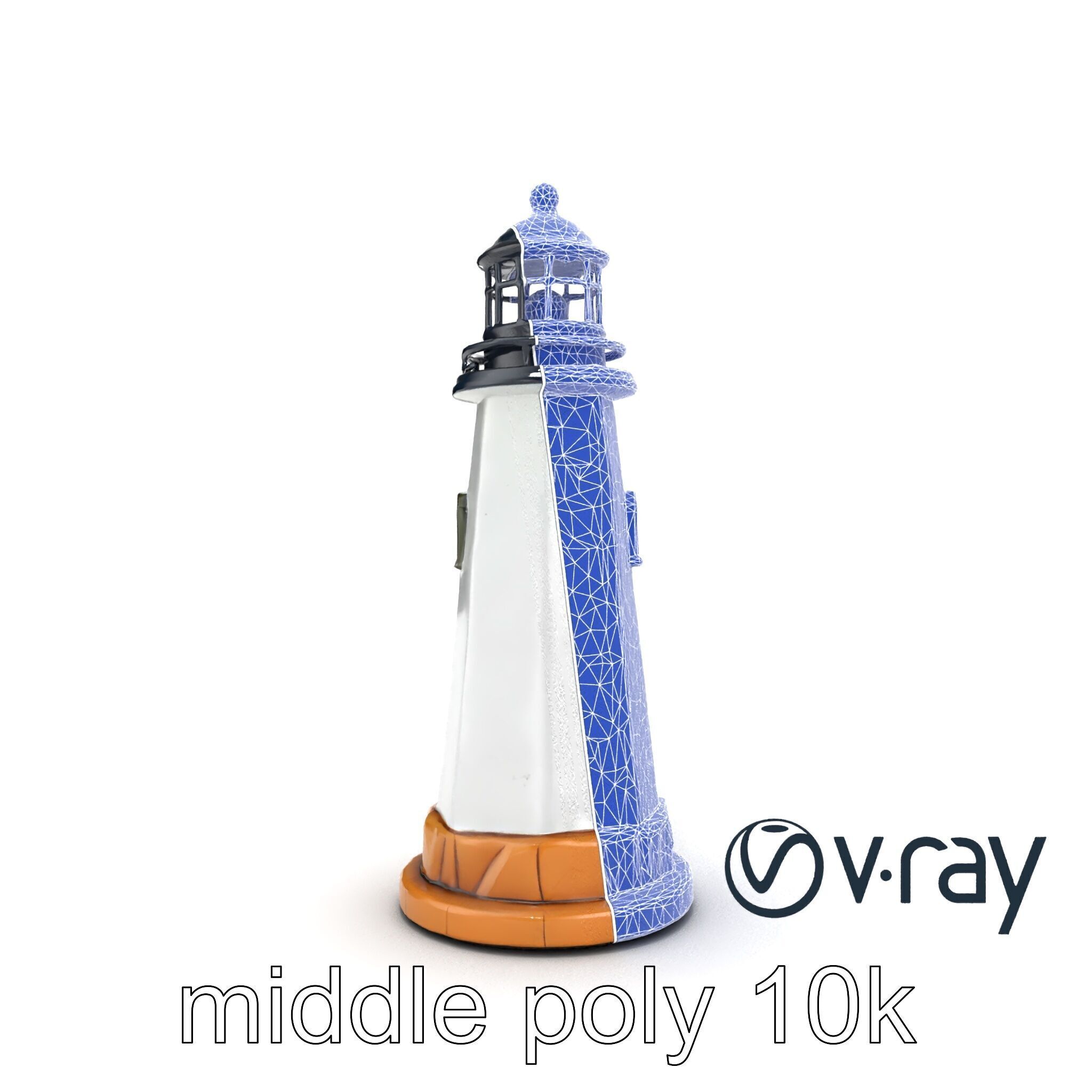 Chipped Paint Lighthouse with Stone Base model pack Low-poly 3D model_26