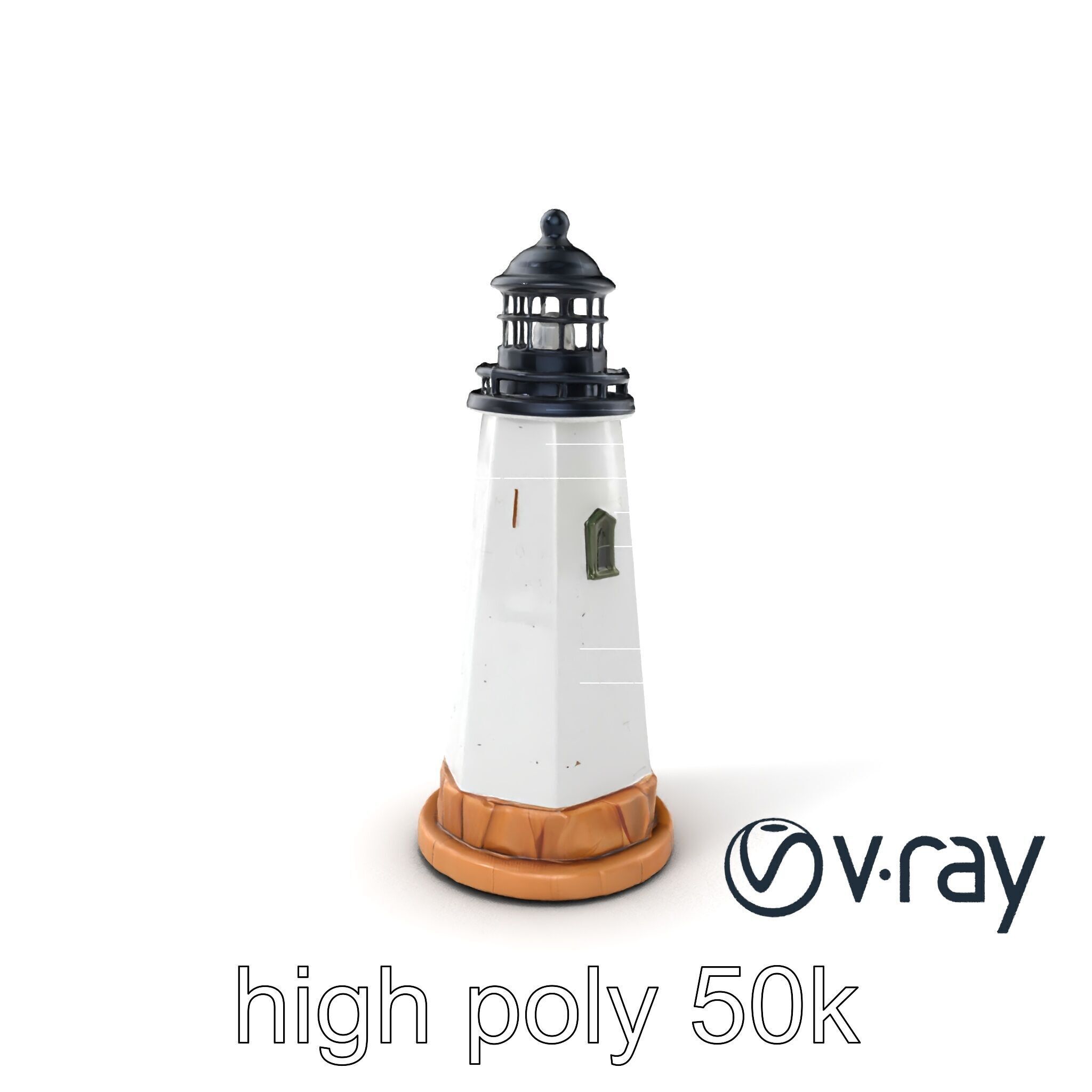 Chipped Paint Lighthouse with Stone Base model pack Low-poly 3D model_6