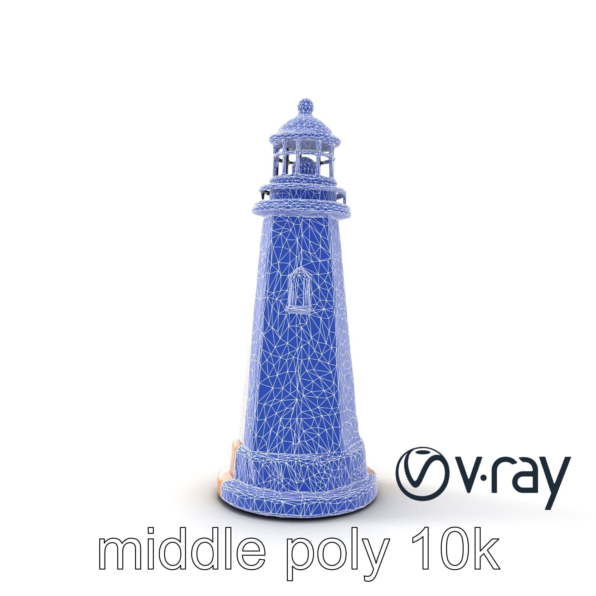 Chipped Paint Lighthouse with Stone Base model pack Low-poly 3D model_25