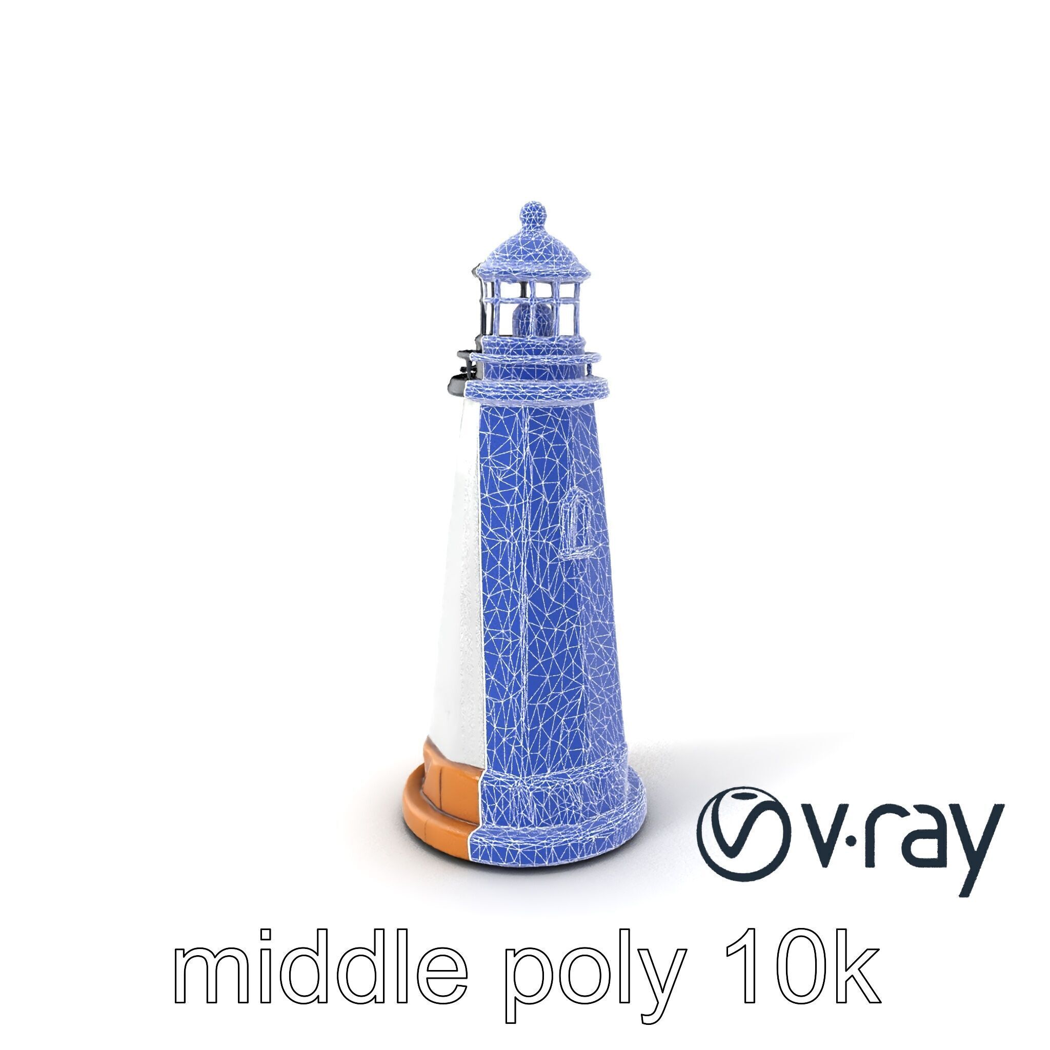 Chipped Paint Lighthouse with Stone Base model pack Low-poly 3D model_31