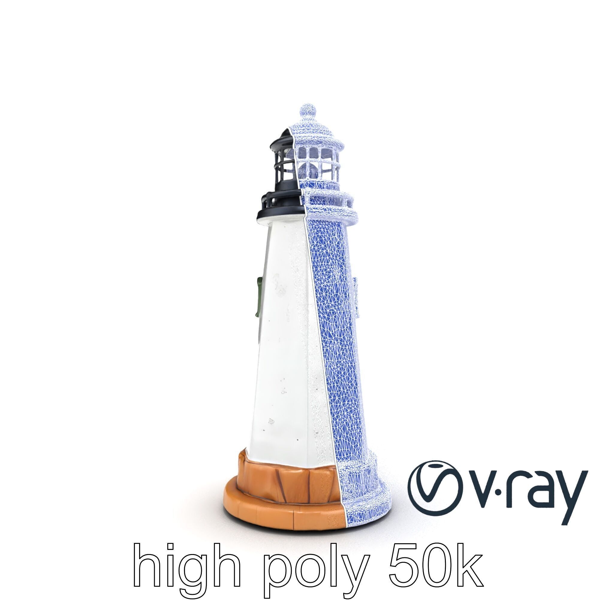 Chipped Paint Lighthouse with Stone Base model pack Low-poly 3D model_22