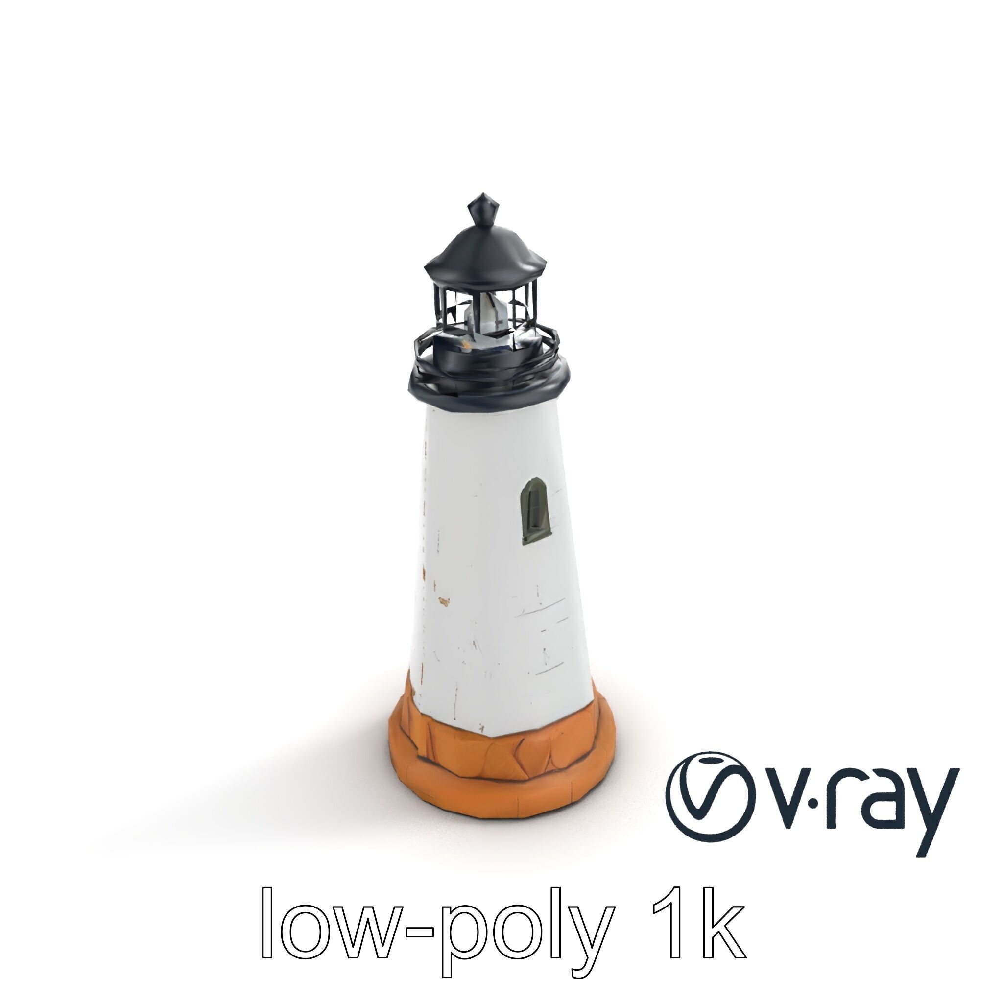 Chipped Paint Lighthouse with Stone Base model pack Low-poly 3D model_5