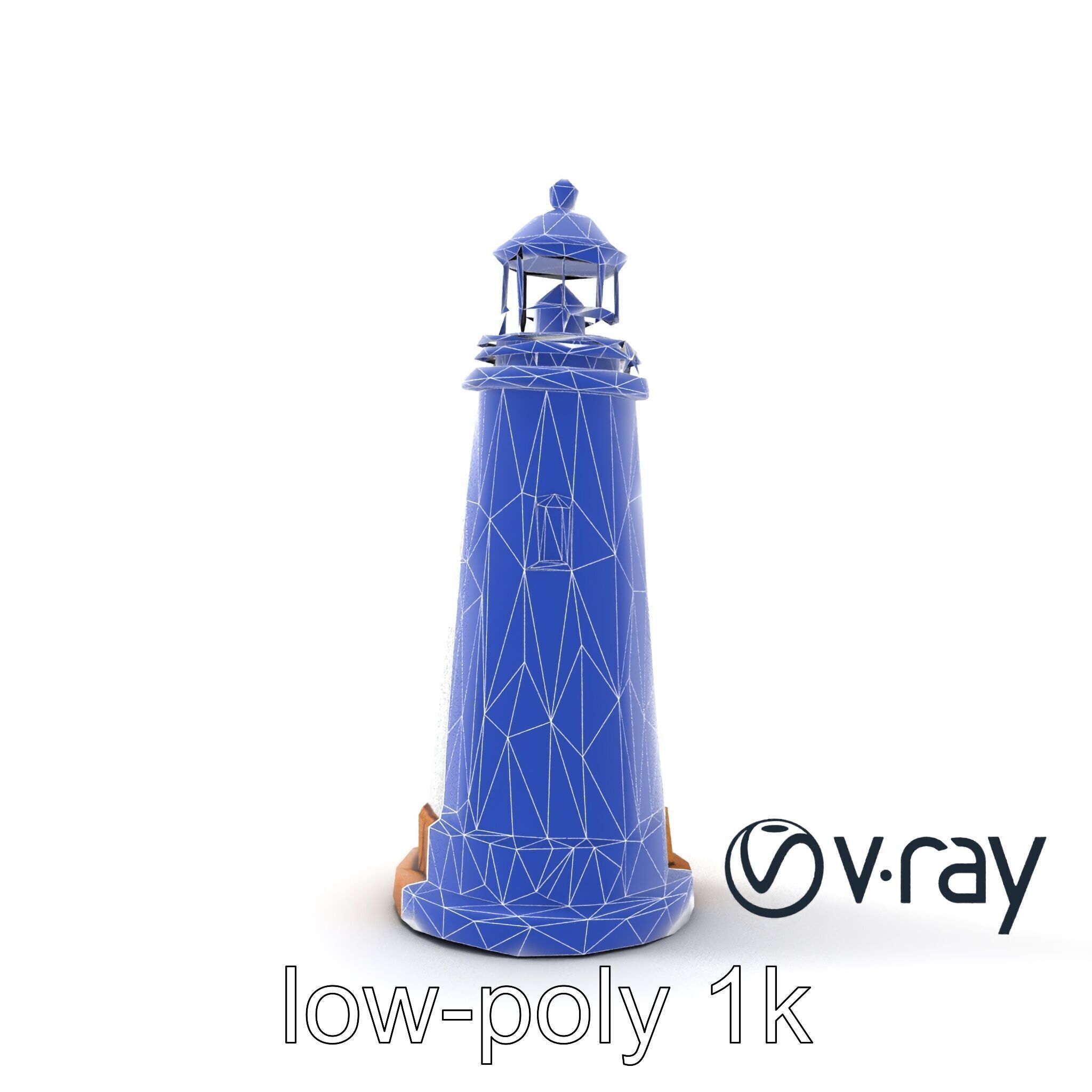Chipped Paint Lighthouse with Stone Base model pack Low-poly 3D model_30