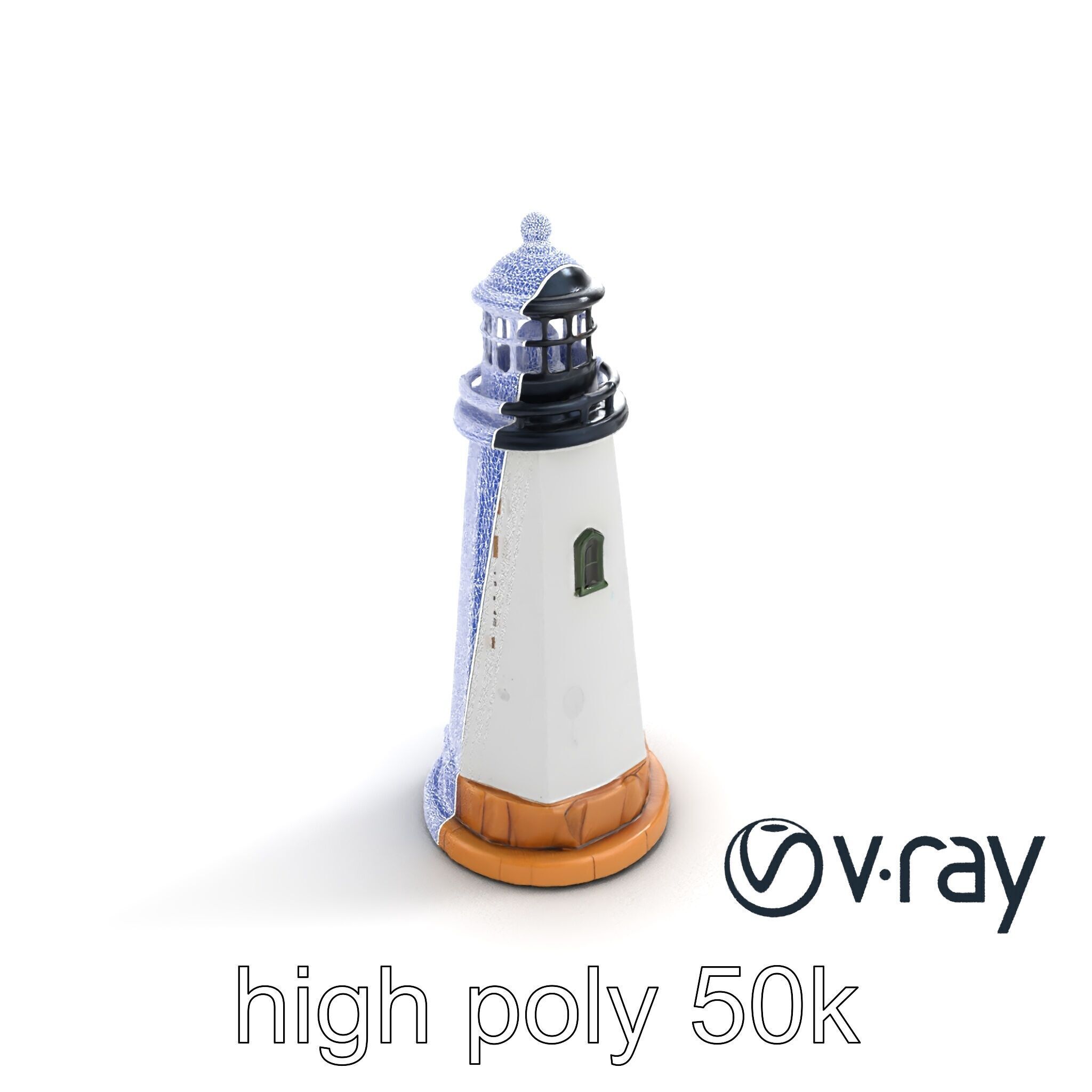 Chipped Paint Lighthouse with Stone Base model pack Low-poly 3D model_28