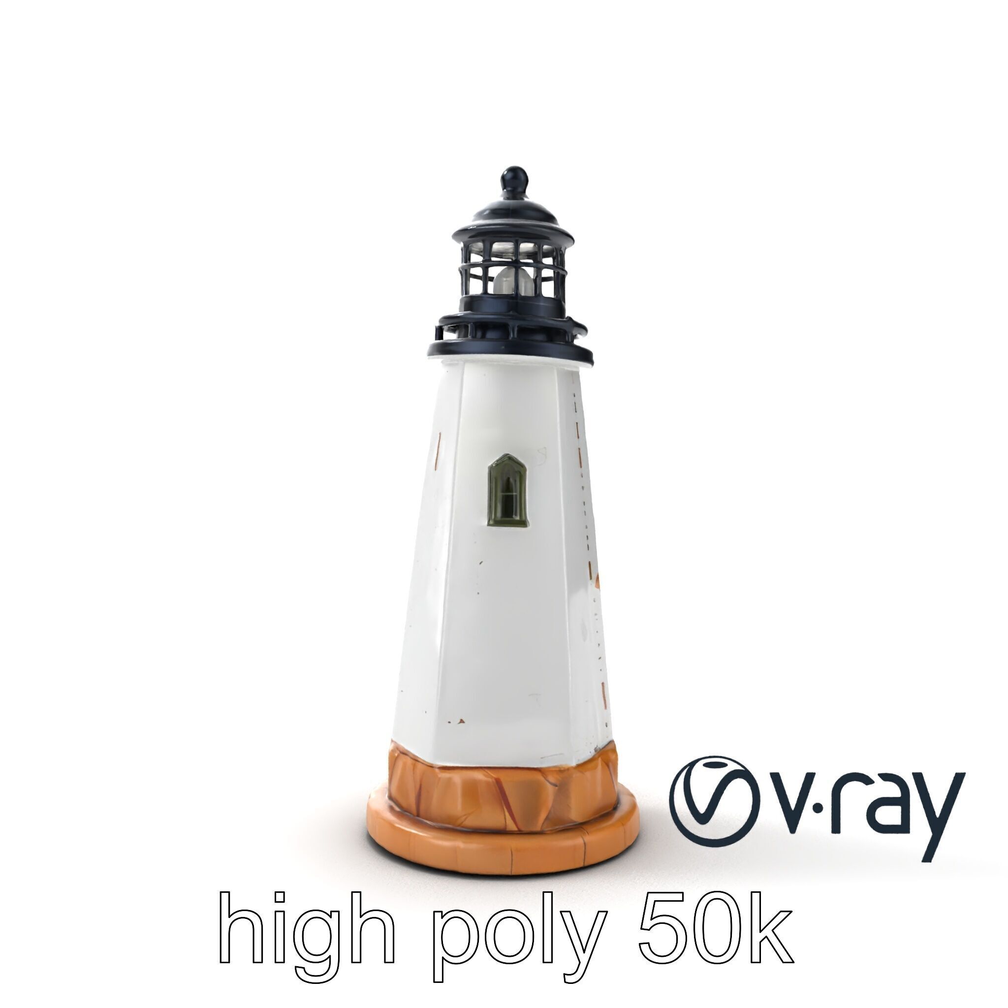 Chipped Paint Lighthouse with Stone Base model pack Low-poly 3D model_17