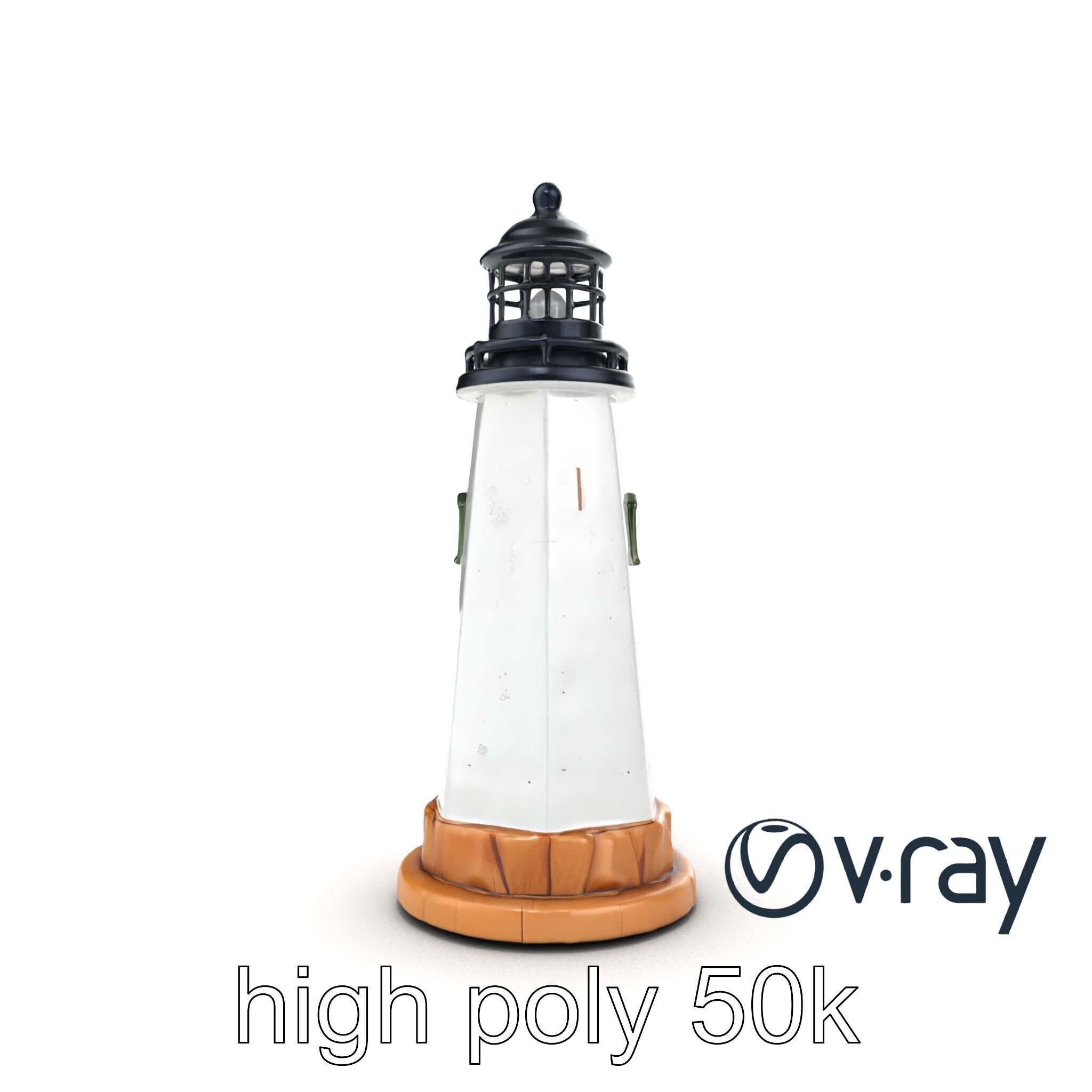 Chipped Paint Lighthouse with Stone Base model pack Low-poly 3D model_15