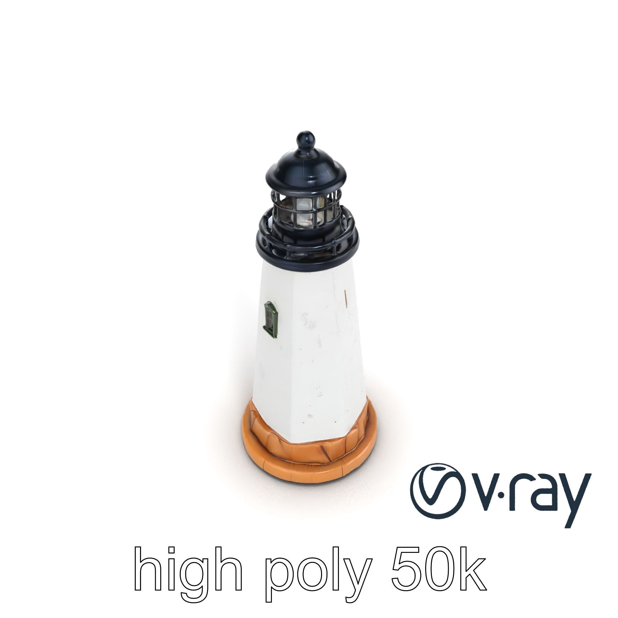 Chipped Paint Lighthouse with Stone Base model pack Low-poly 3D model_21