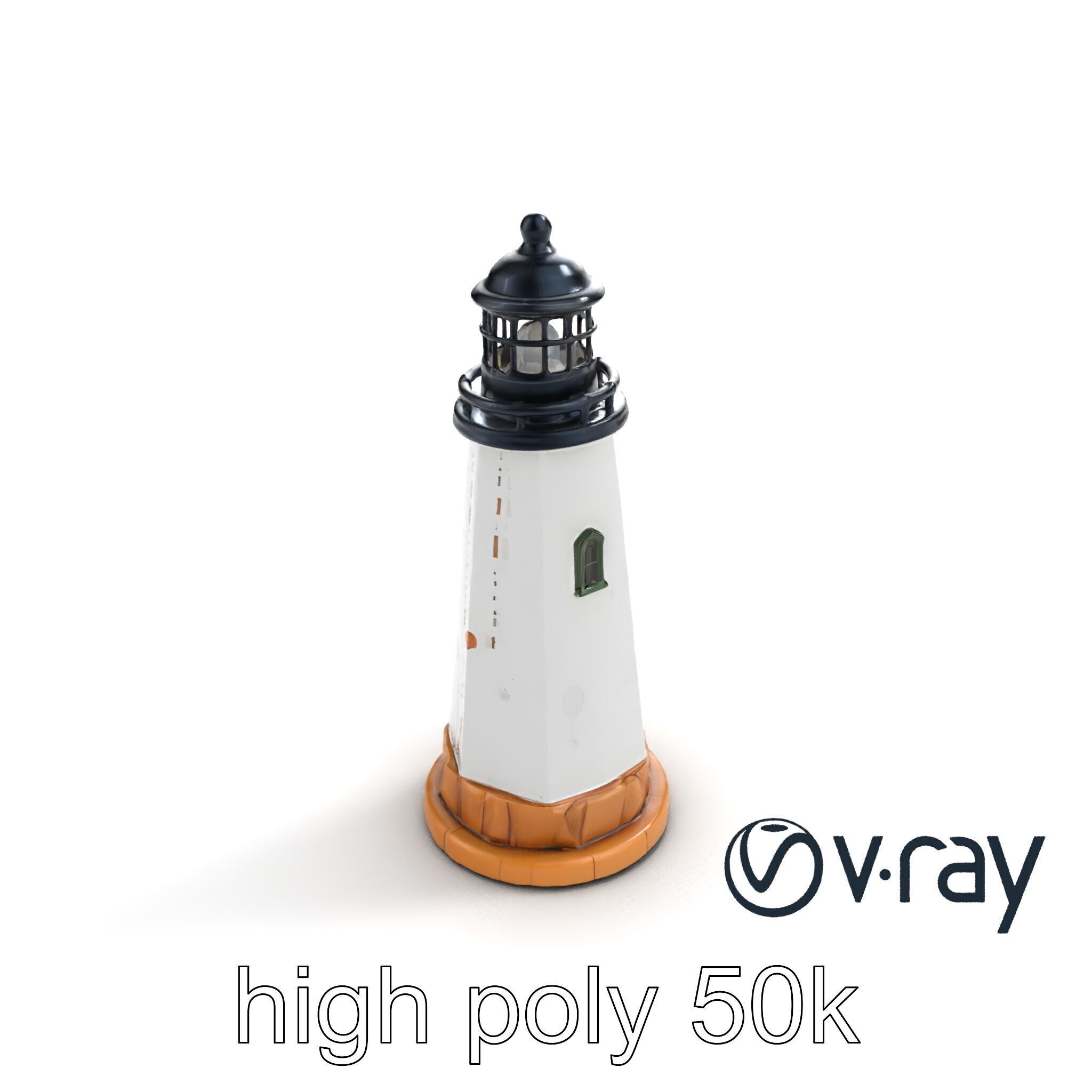 Chipped Paint Lighthouse with Stone Base model pack Low-poly 3D model_9