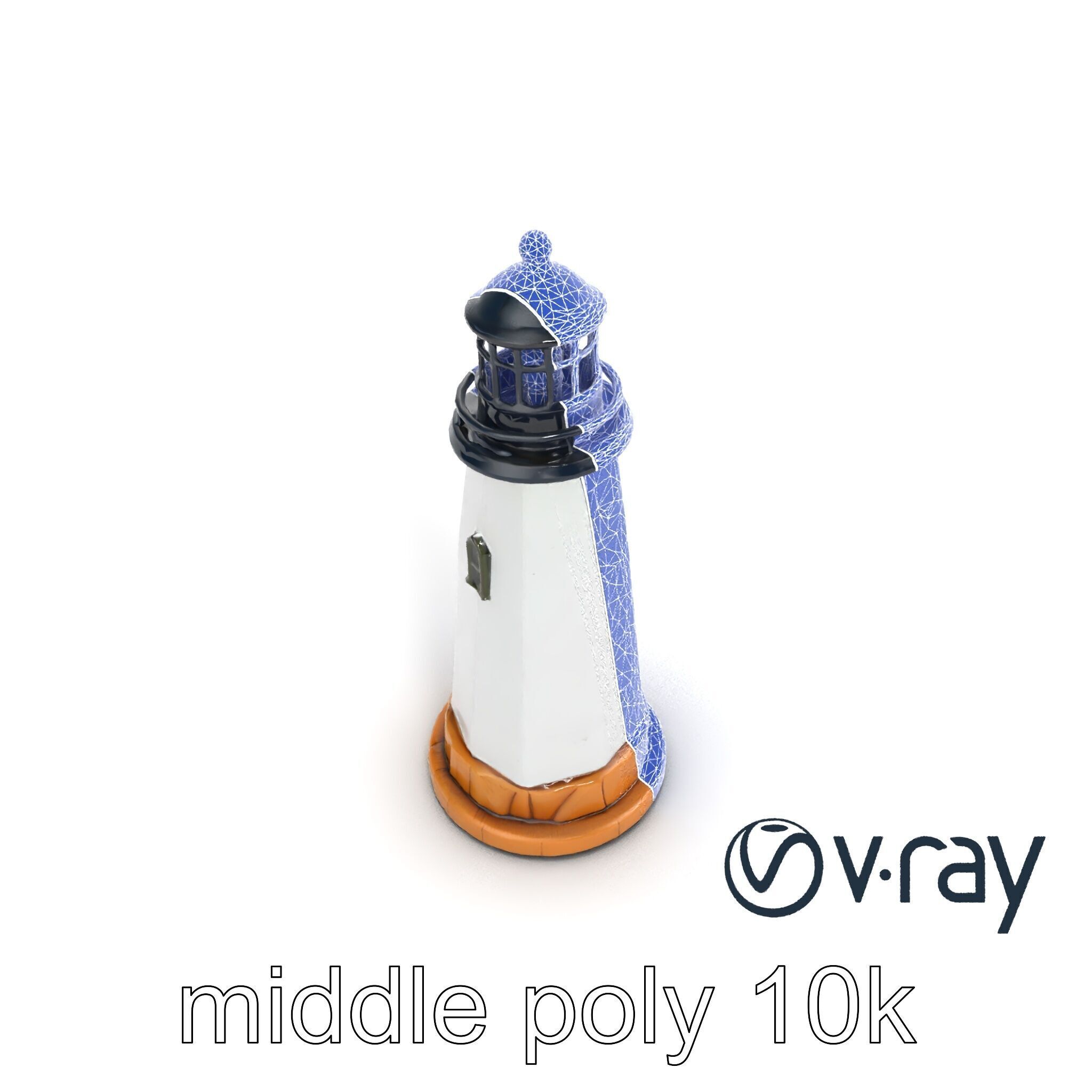 Chipped Paint Lighthouse with Stone Base model pack Low-poly 3D model_11