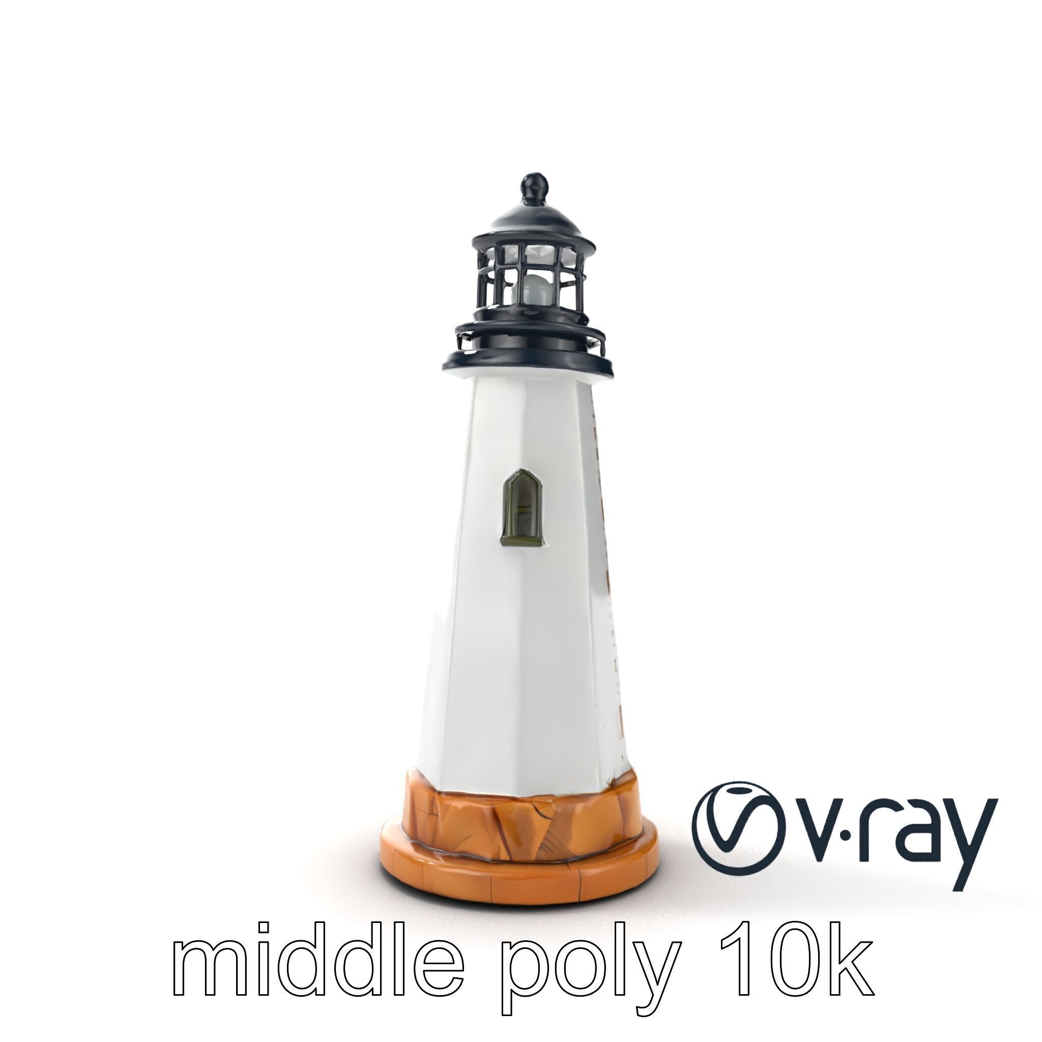 Chipped Paint Lighthouse with Stone Base model pack Low-poly 3D model_10