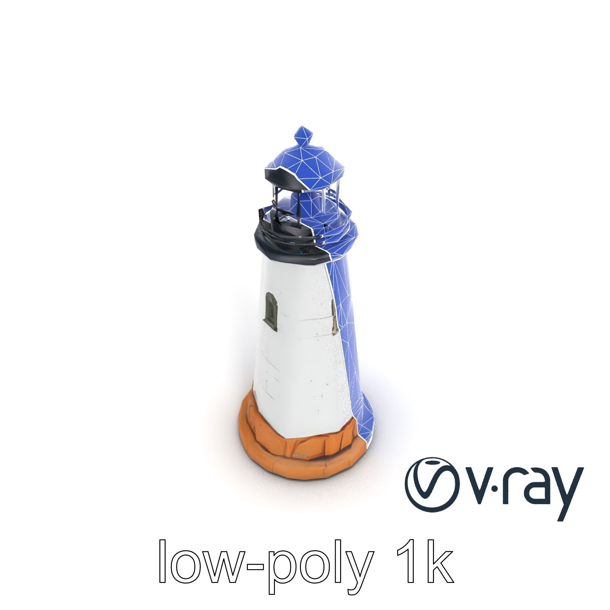 Chipped Paint Lighthouse with Stone Base model pack Low-poly 3D model_14