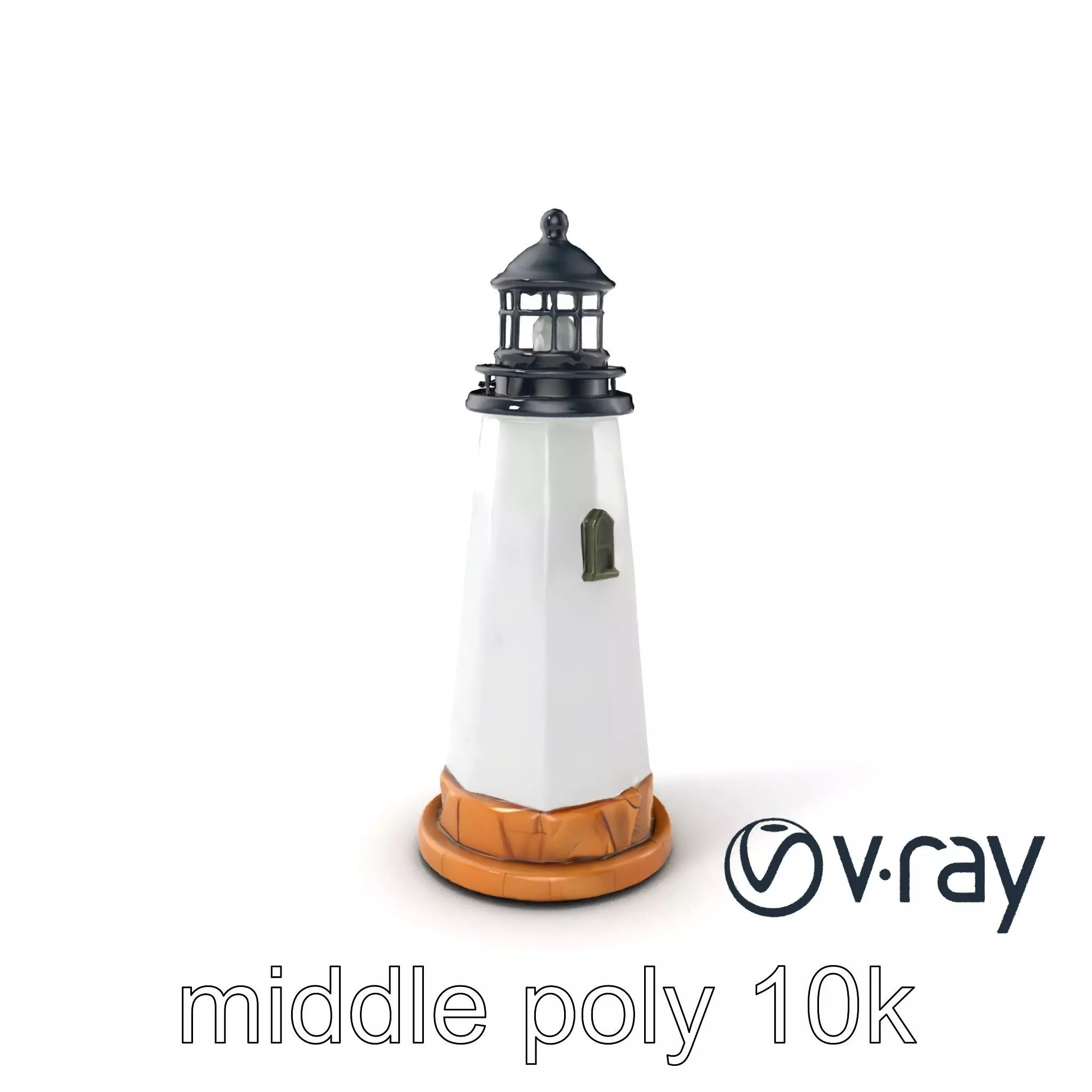Chipped Paint Lighthouse with Stone Base model pack Low-poly 3D model_0