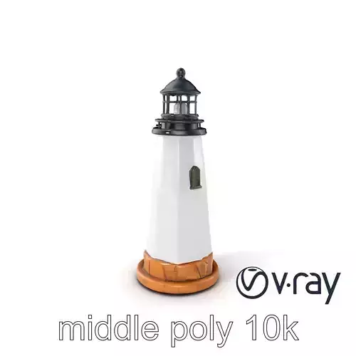 Chipped Paint Lighthouse with Stone Base model pack Low-poly 3D model