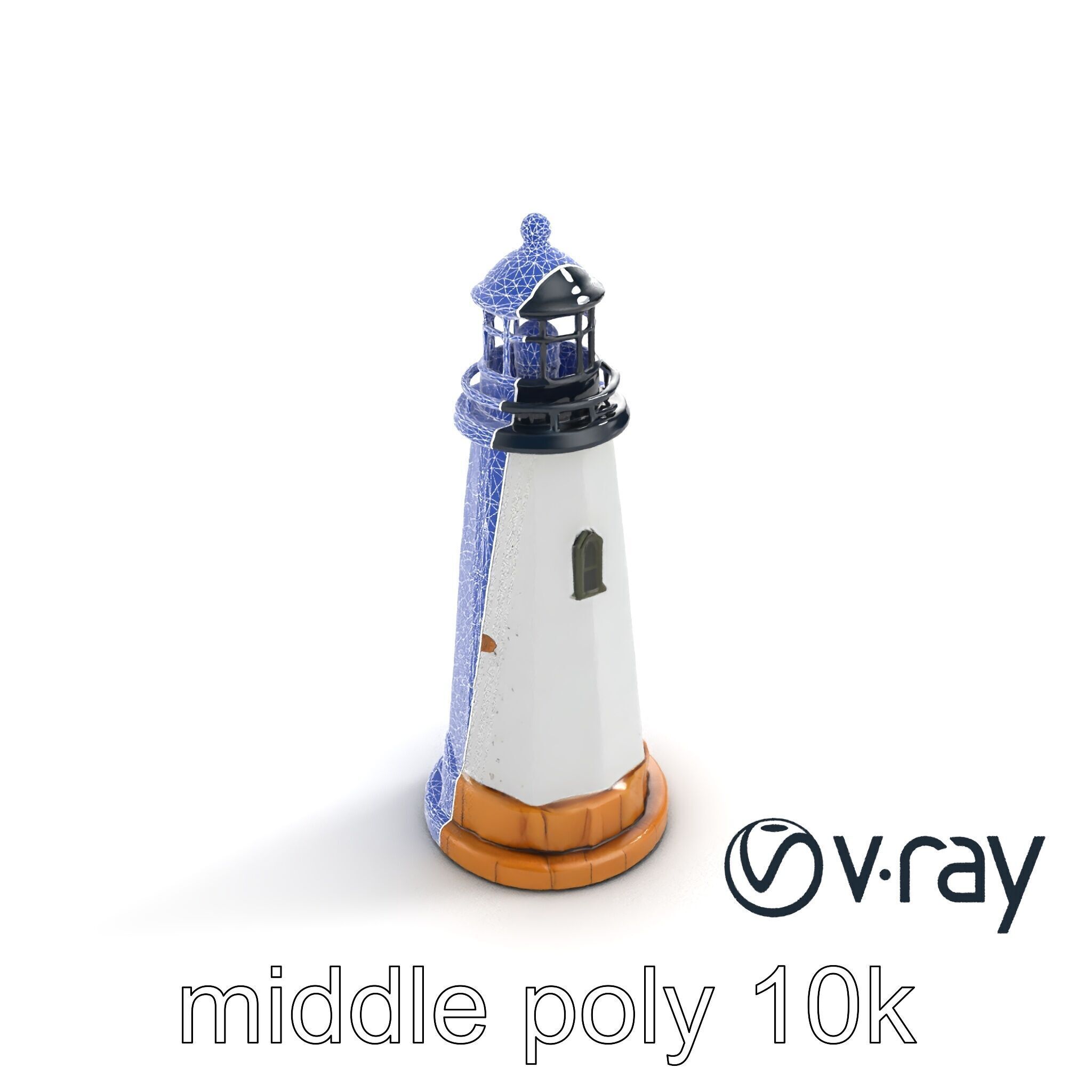 Chipped Paint Lighthouse with Stone Base model pack Low-poly 3D model_20