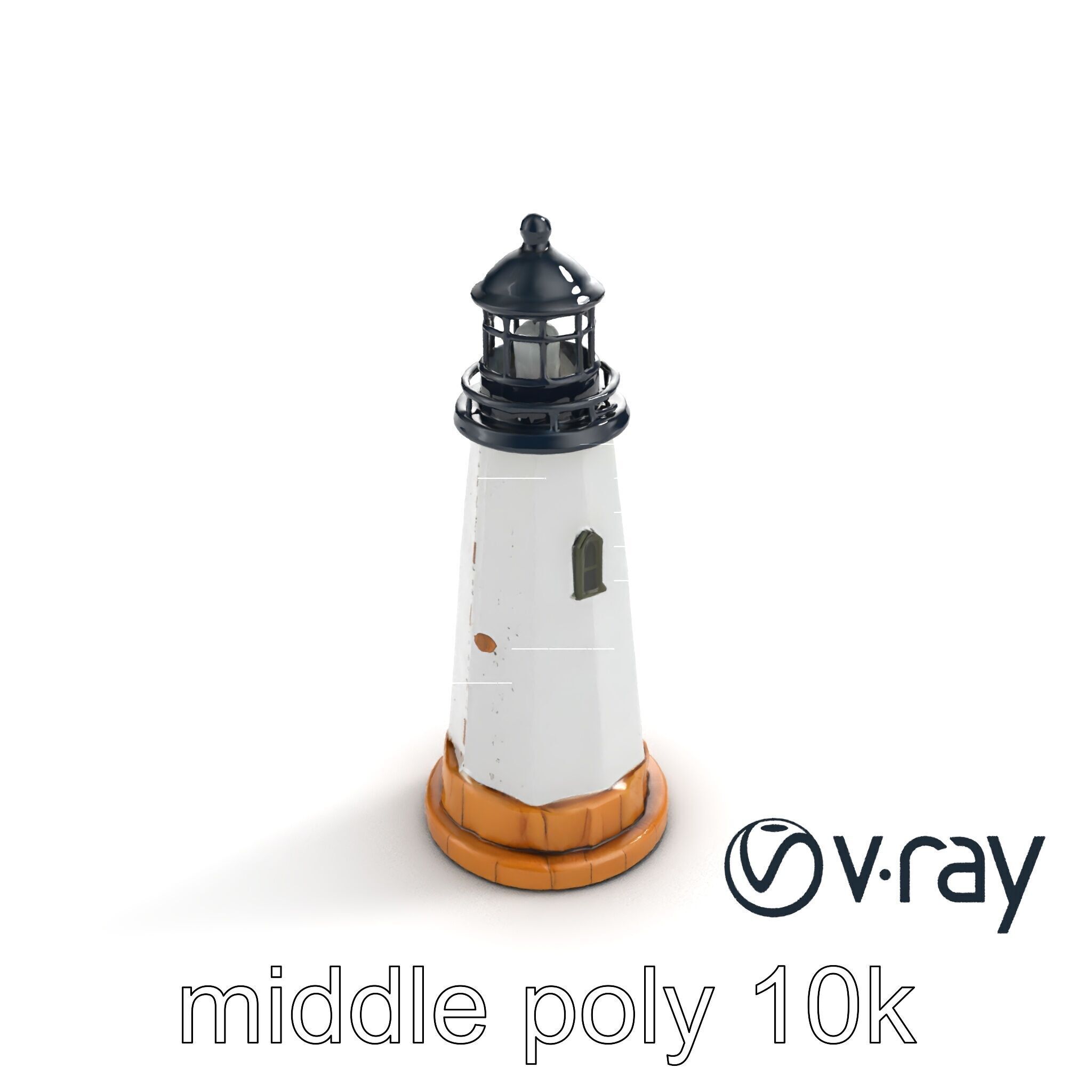 Chipped Paint Lighthouse with Stone Base model pack Low-poly 3D model_4