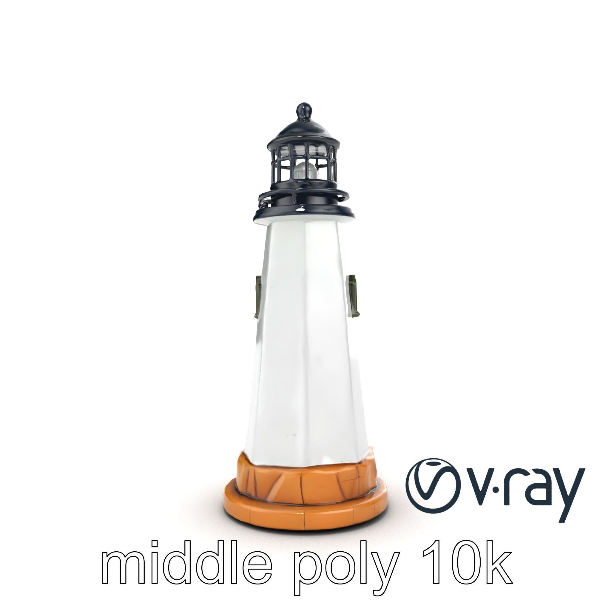 Chipped Paint Lighthouse with Stone Base model pack Low-poly 3D model_16