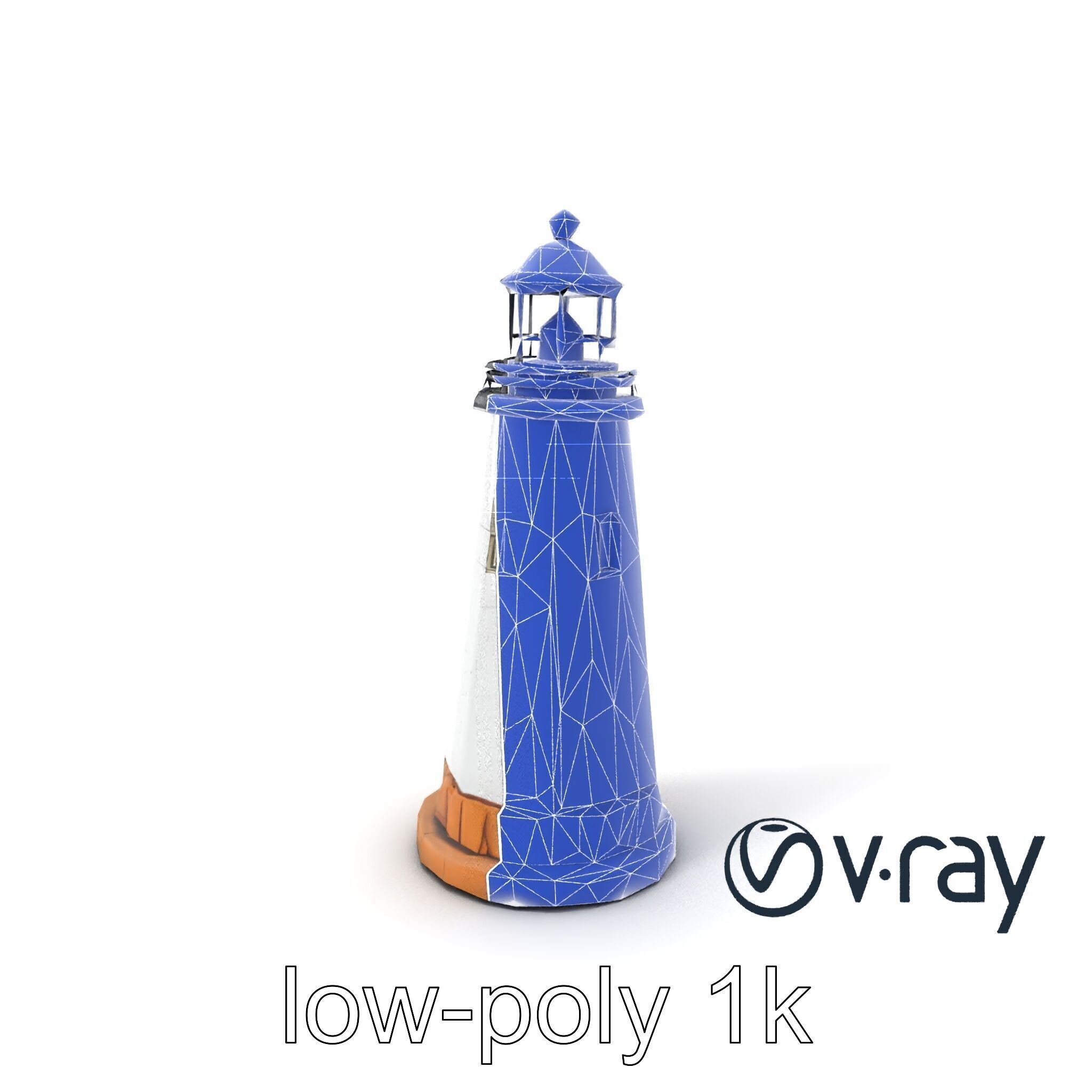 Chipped Paint Lighthouse with Stone Base model pack Low-poly 3D model_27