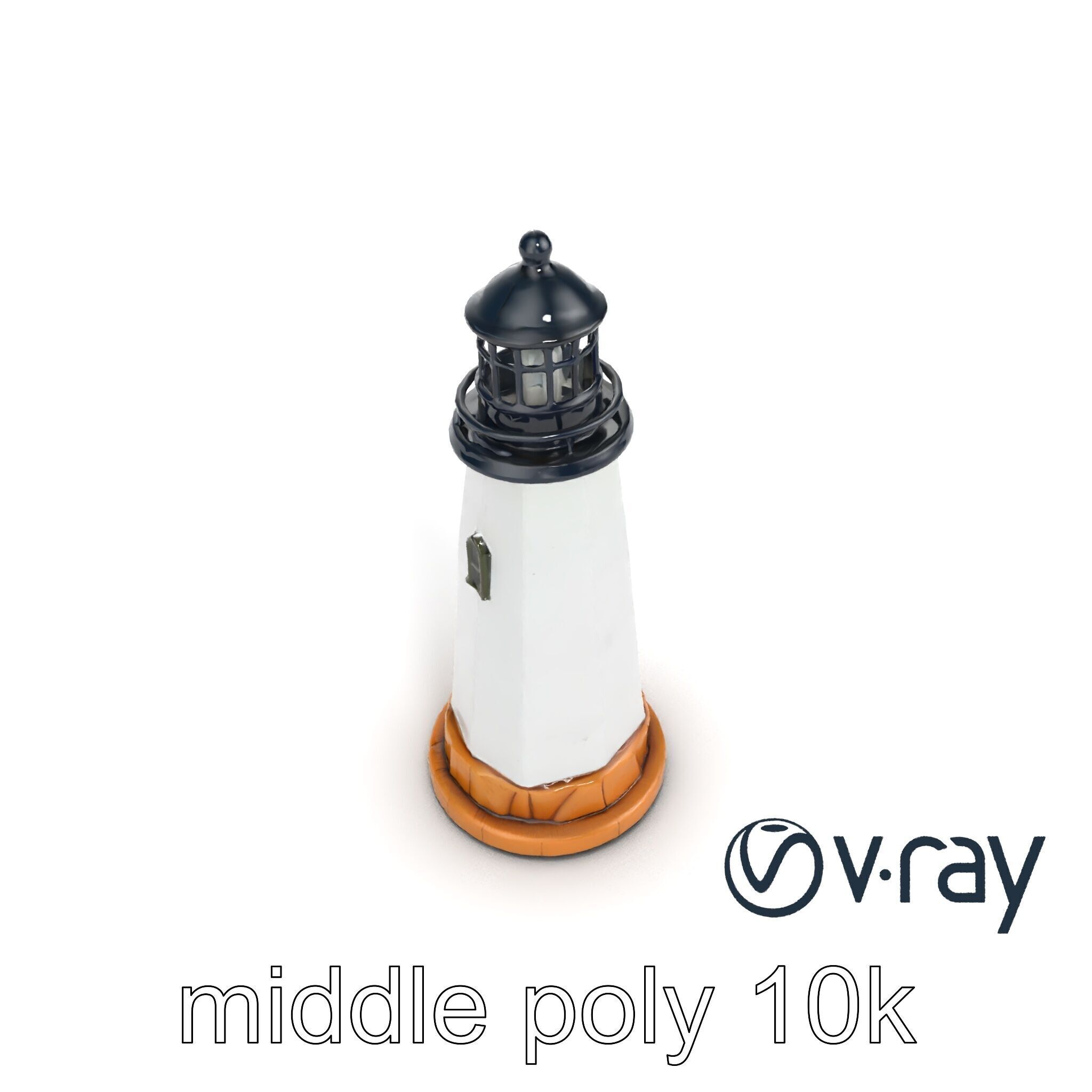 Chipped Paint Lighthouse with Stone Base model pack Low-poly 3D model_7