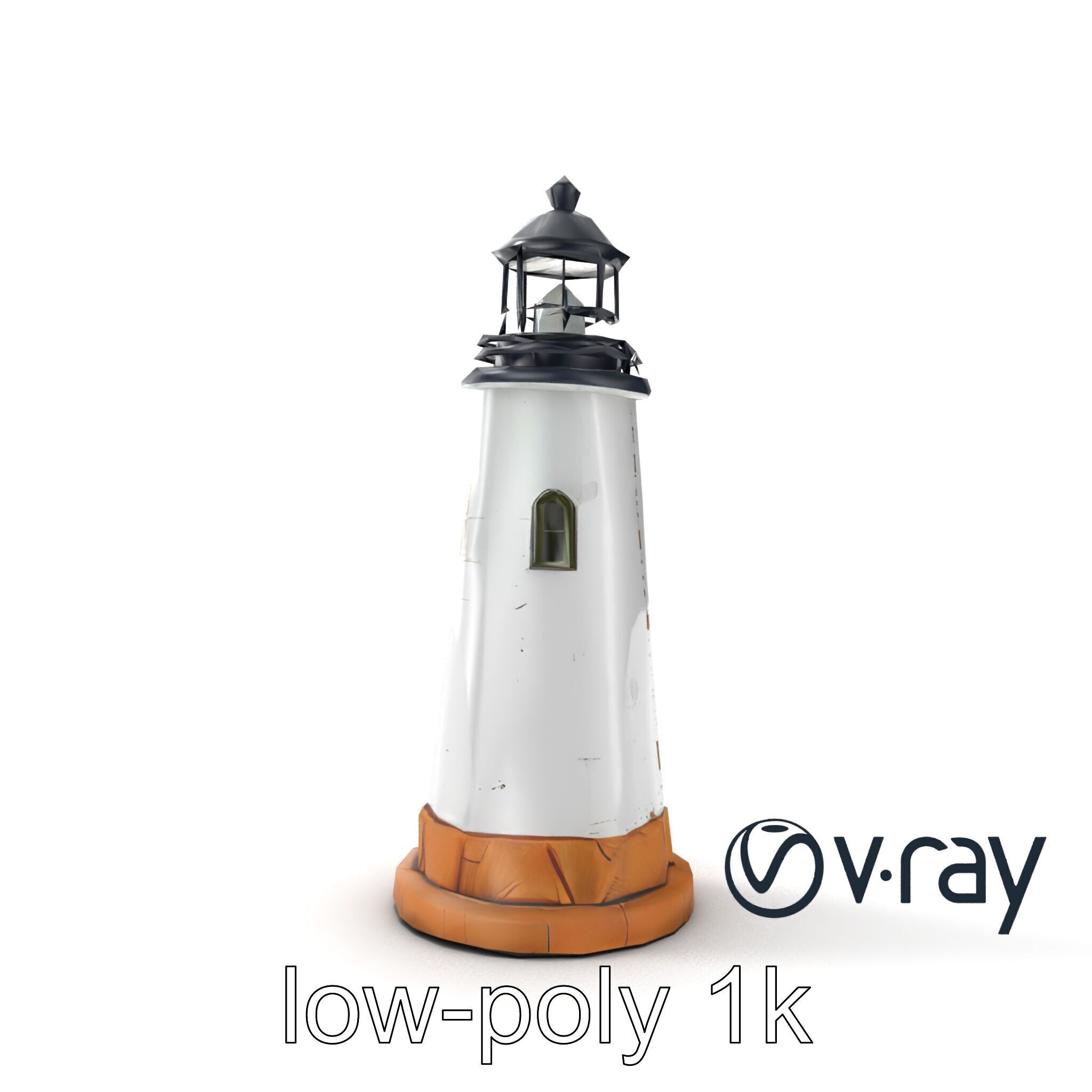 Chipped Paint Lighthouse with Stone Base model pack Low-poly 3D model_18