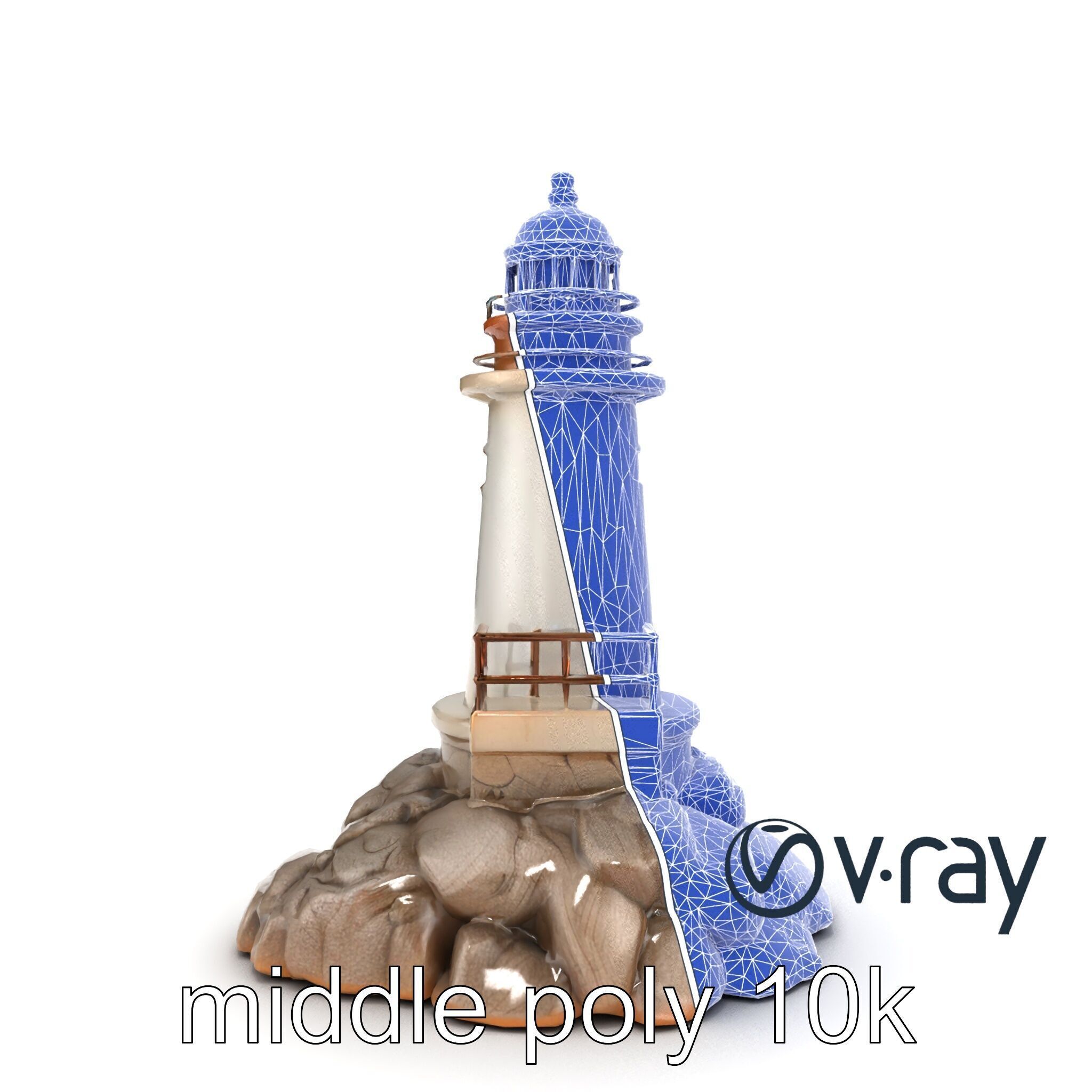 Rustic Lighthouse Coastal Scene model pack Low-poly 3D model_14