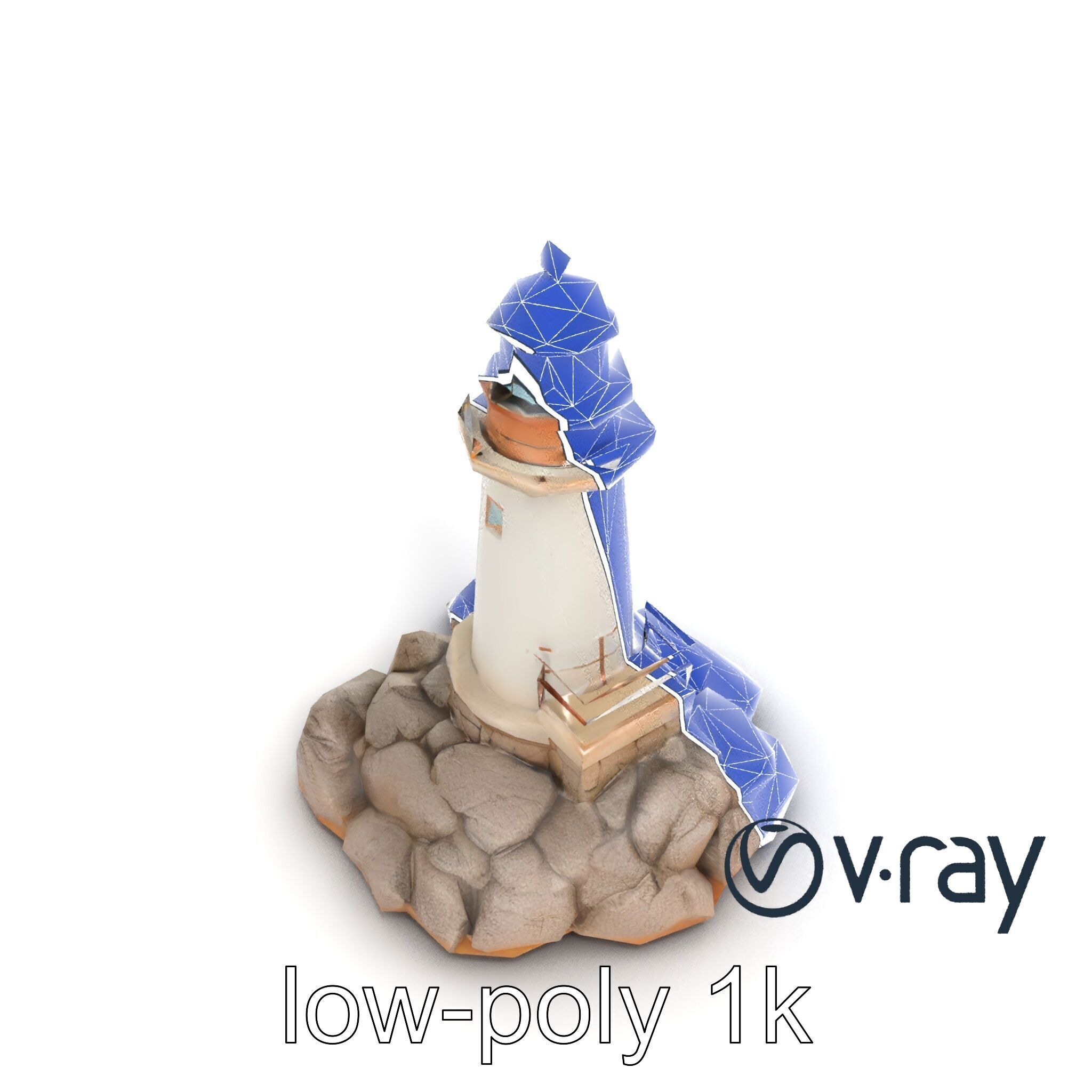 Rustic Lighthouse Coastal Scene model pack Low-poly 3D model_17