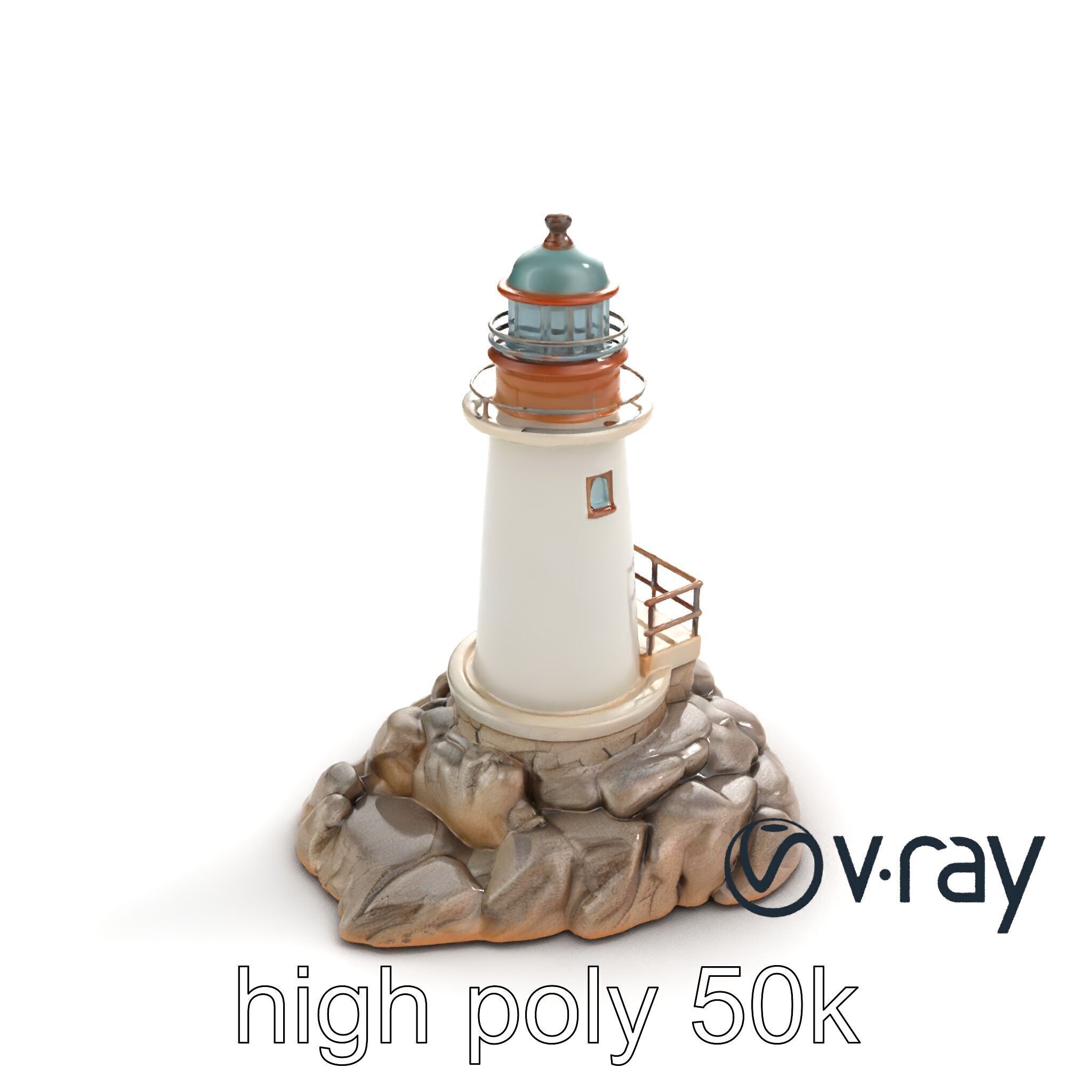 Rustic Lighthouse Coastal Scene model pack Low-poly 3D model_9