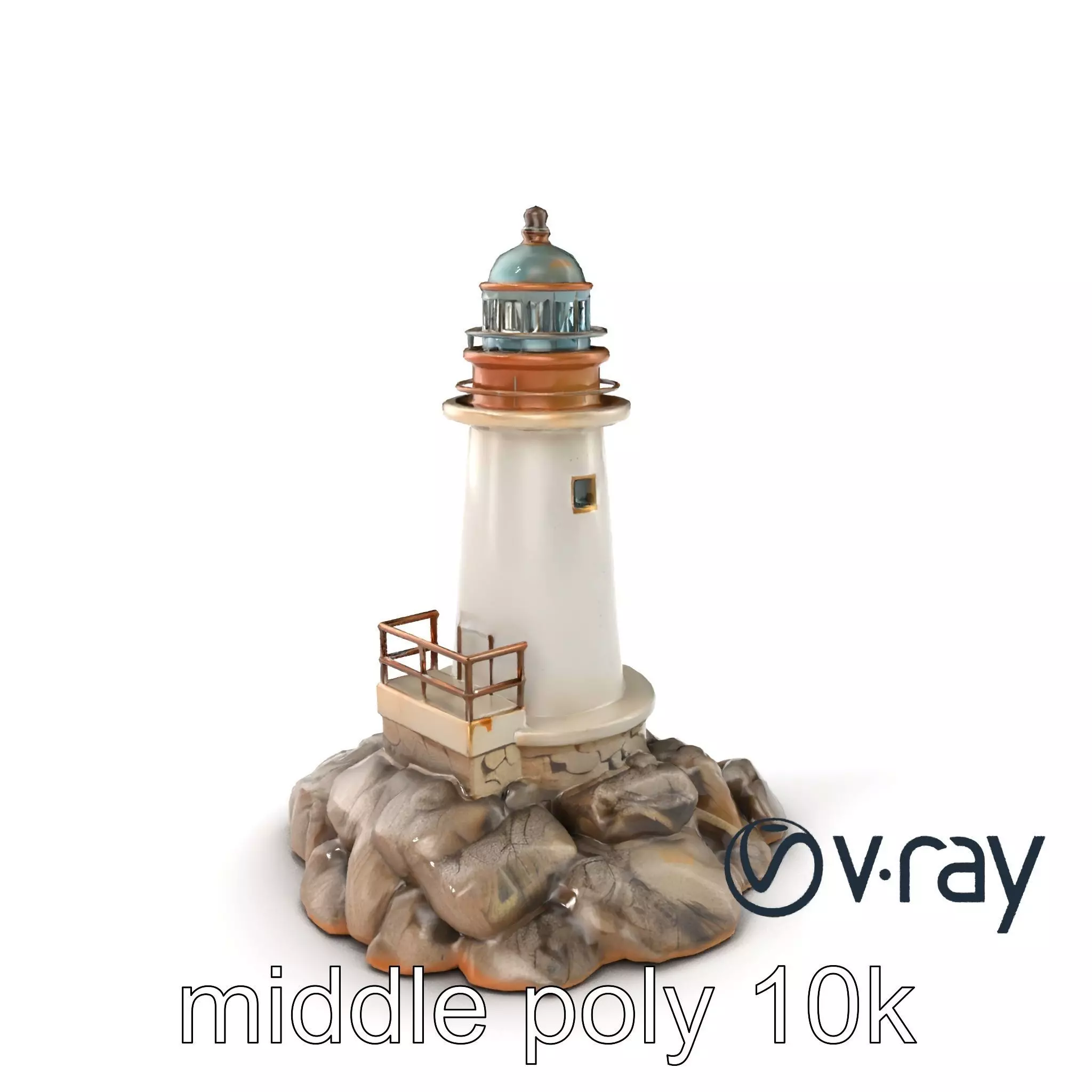 Rustic Lighthouse Coastal Scene model pack Low-poly 3D model_0