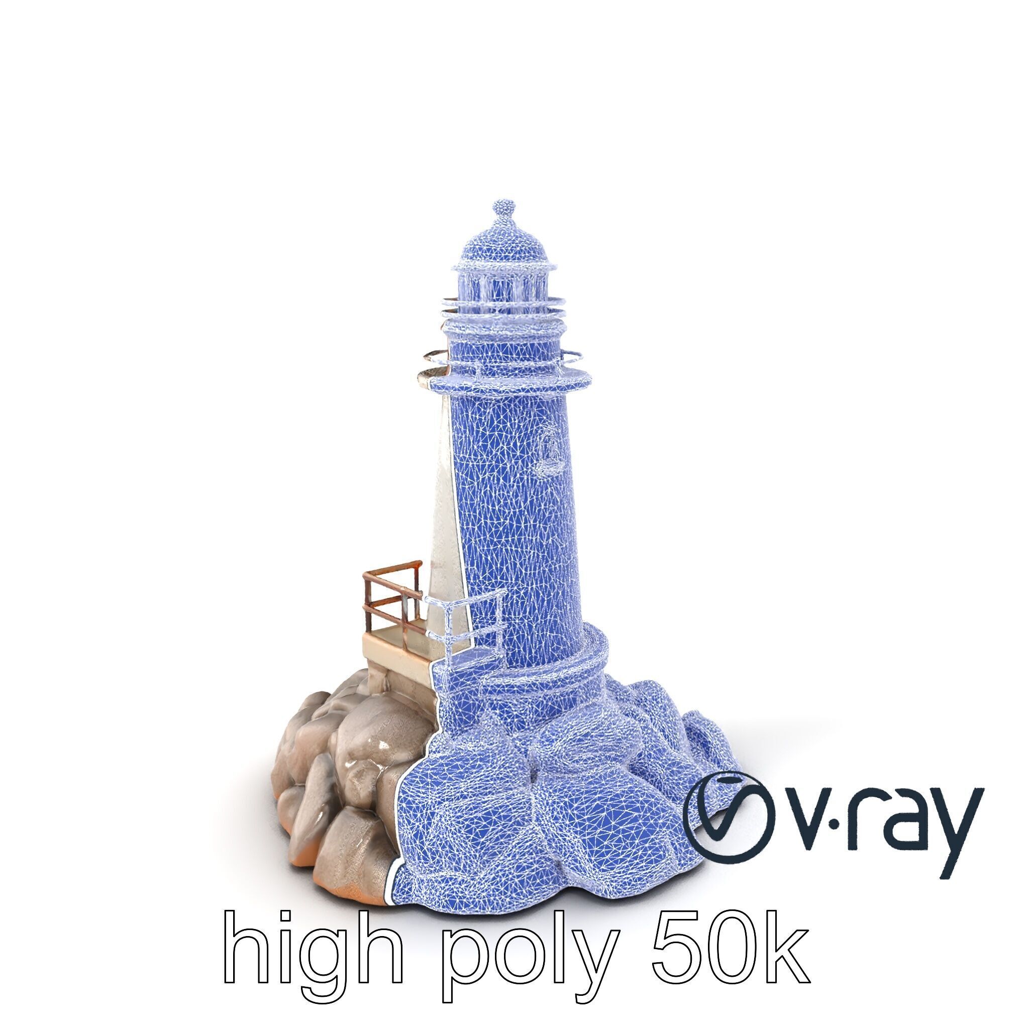 Rustic Lighthouse Coastal Scene model pack Low-poly 3D model_22