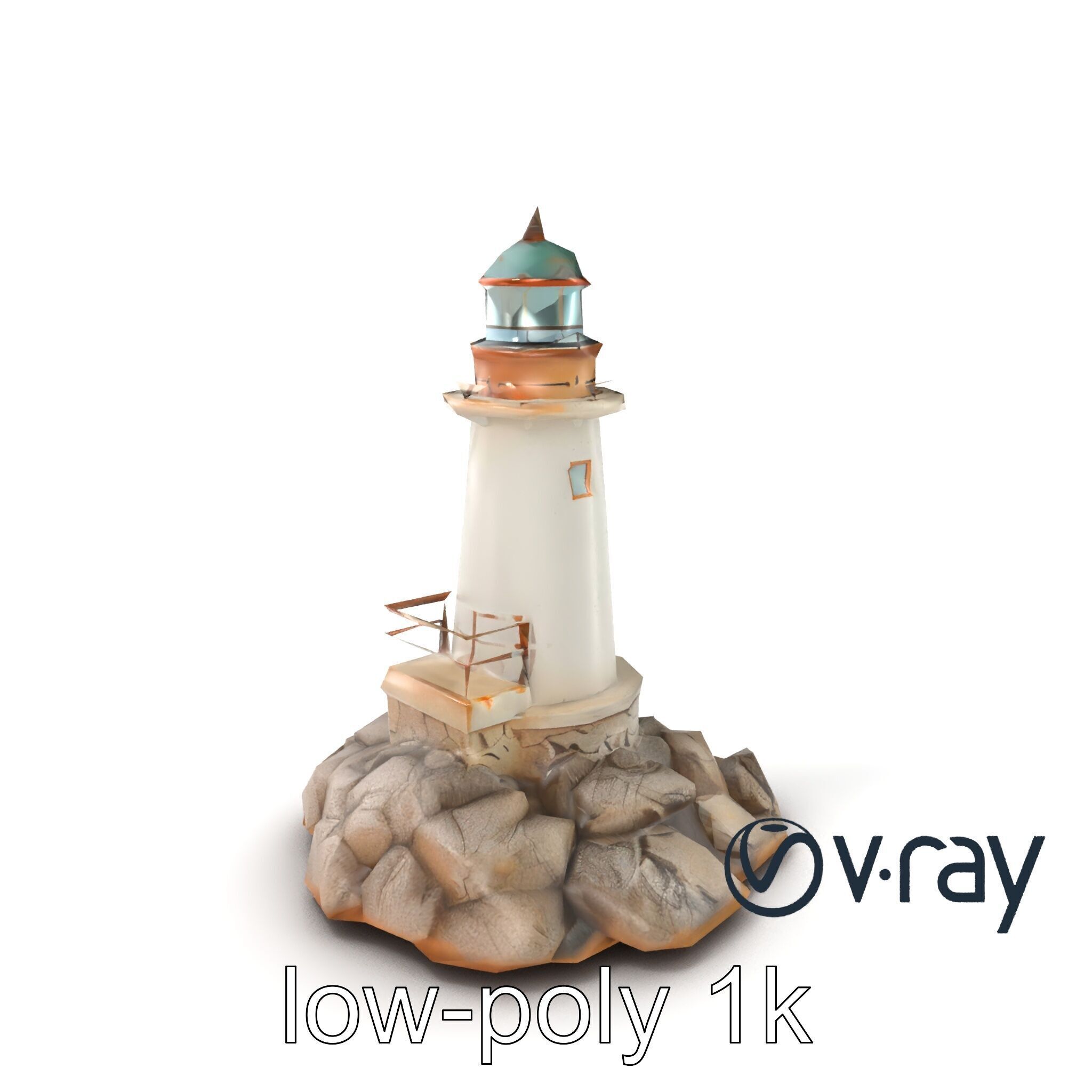 Rustic Lighthouse Coastal Scene model pack Low-poly 3D model_2