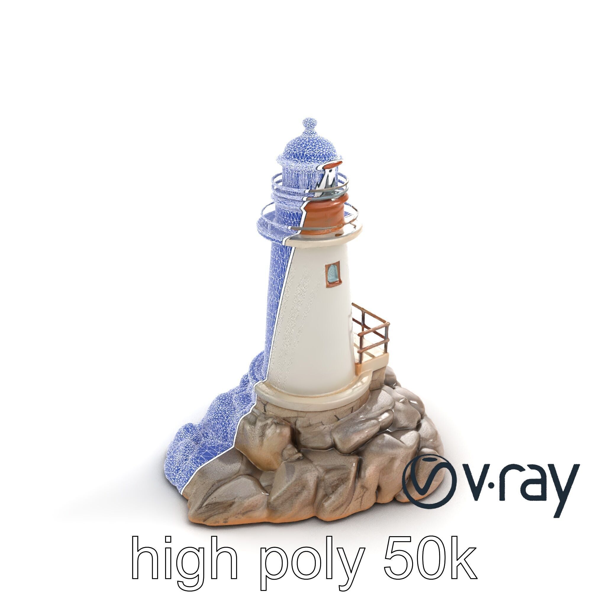 Rustic Lighthouse Coastal Scene model pack Low-poly 3D model_29