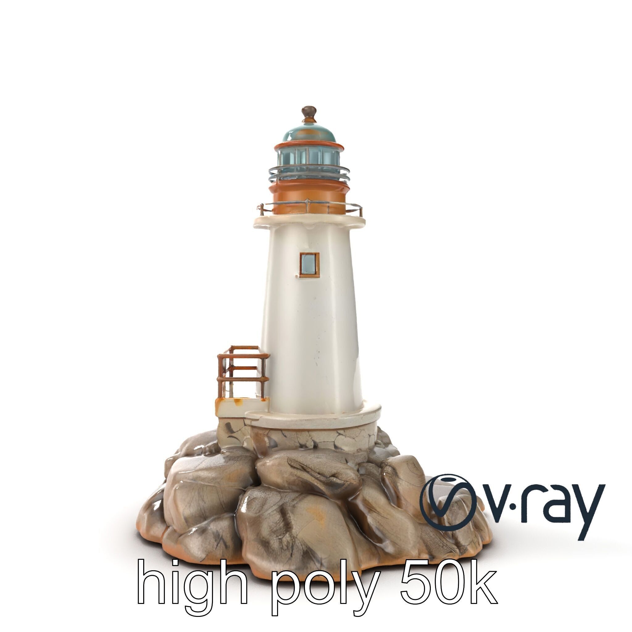 Rustic Lighthouse Coastal Scene model pack Low-poly 3D model_13