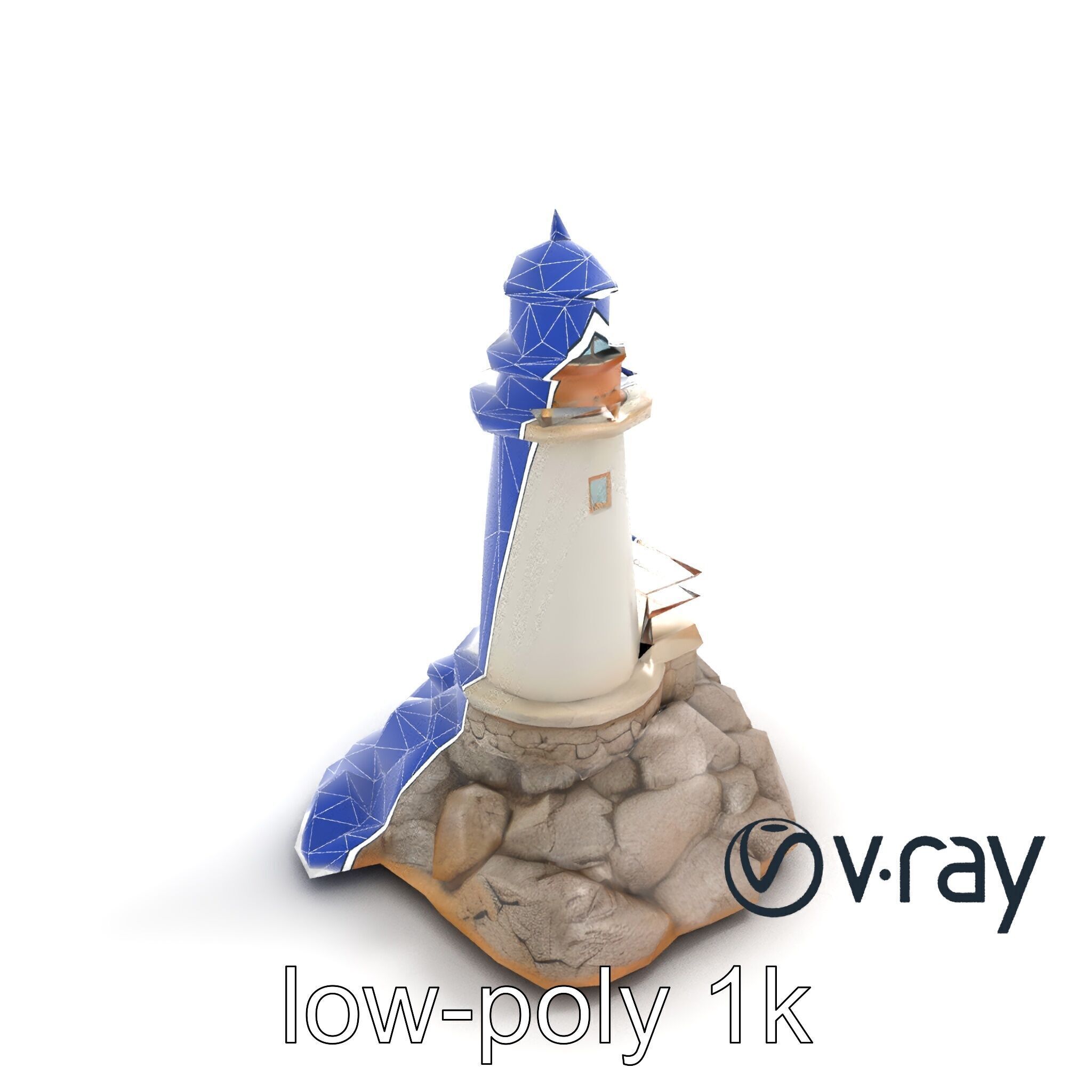 Rustic Lighthouse Coastal Scene model pack Low-poly 3D model_23
