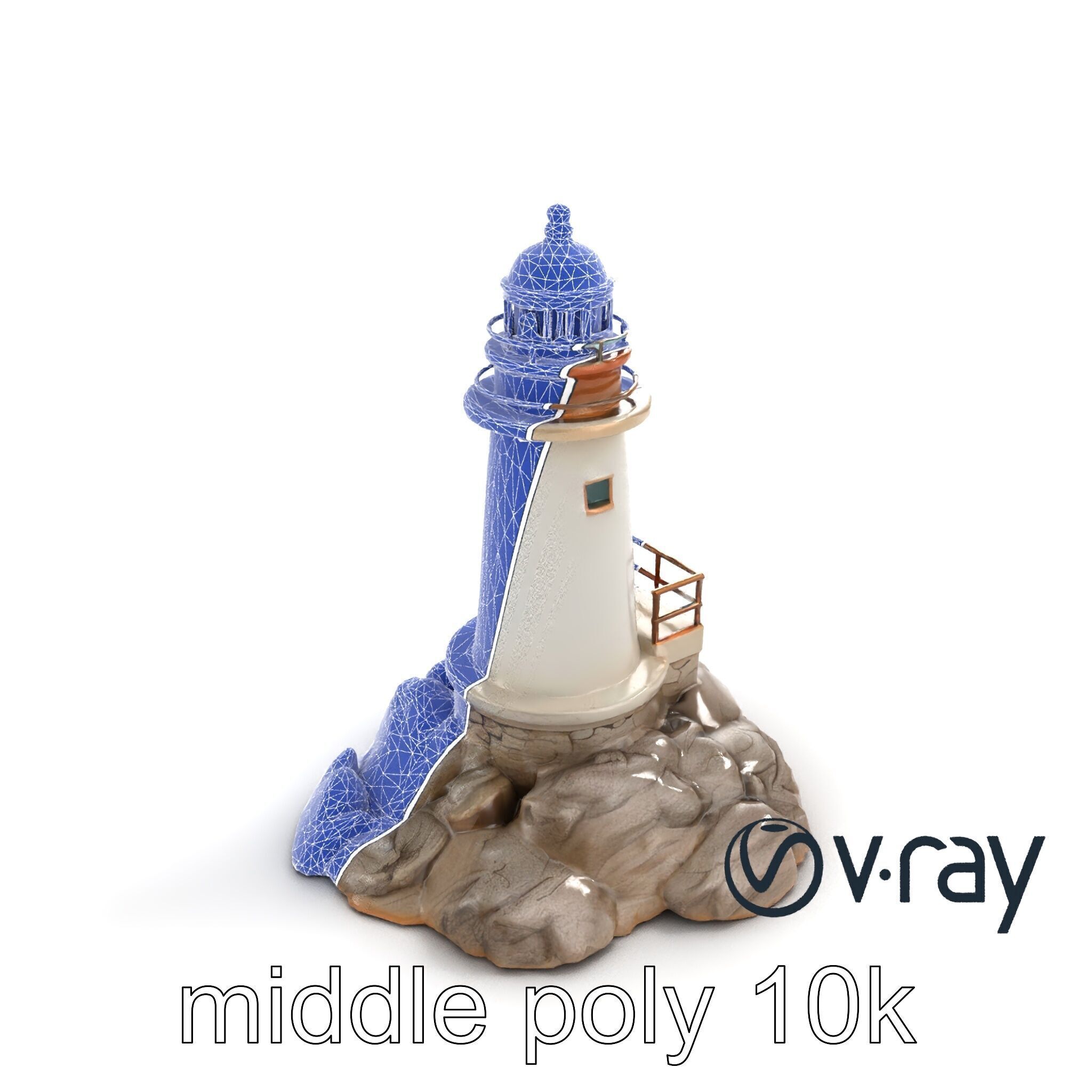 Rustic Lighthouse Coastal Scene model pack Low-poly 3D model_25
